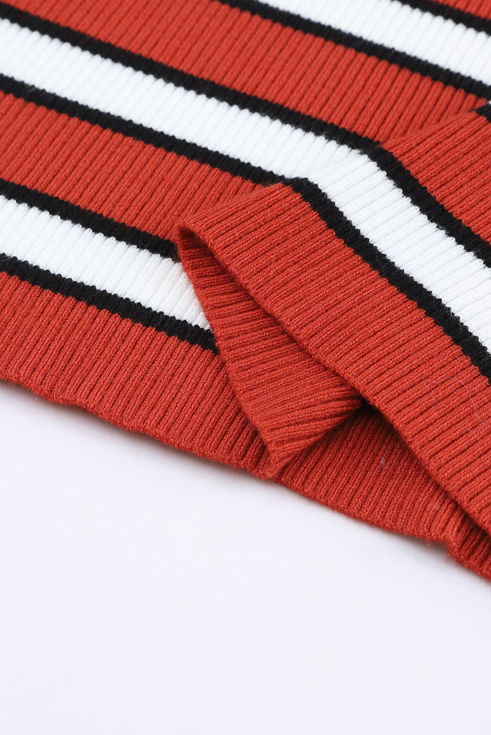 Striped Print Ribbed Knit Slim Fit Top - loveforevers