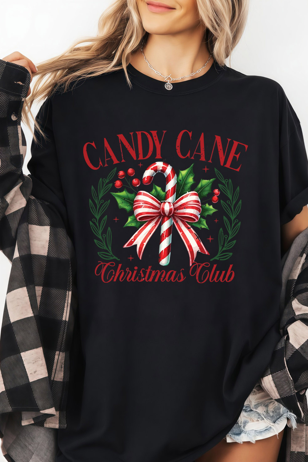 Black Candy Cane Christmas Club Custom Graphic T Shirt - loveforevers