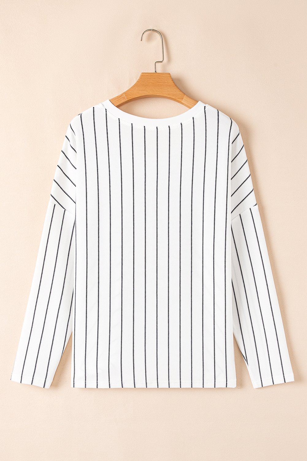 Black Stripe Chevron Striped V Neck Long Sleeve Casual Top - loveforevers