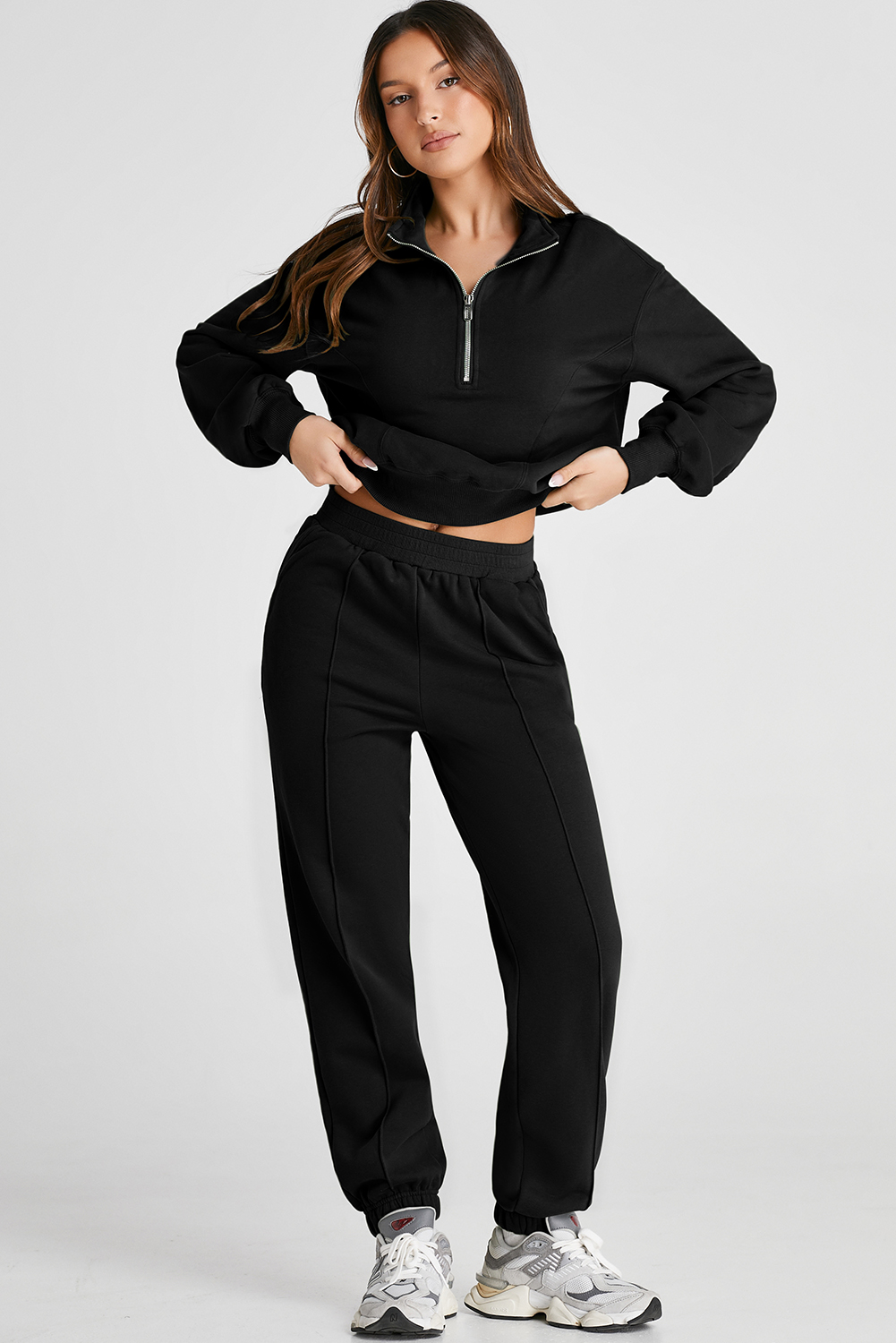 Vineyard Green Half Zip up Pullover Active Top and Joggers Set - loveforevers