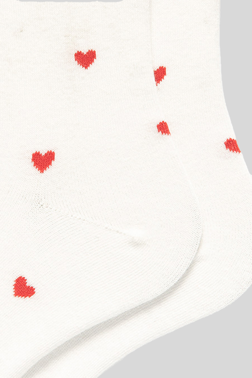 White Valentines Heart Pattern Crew Socks - loveforevers