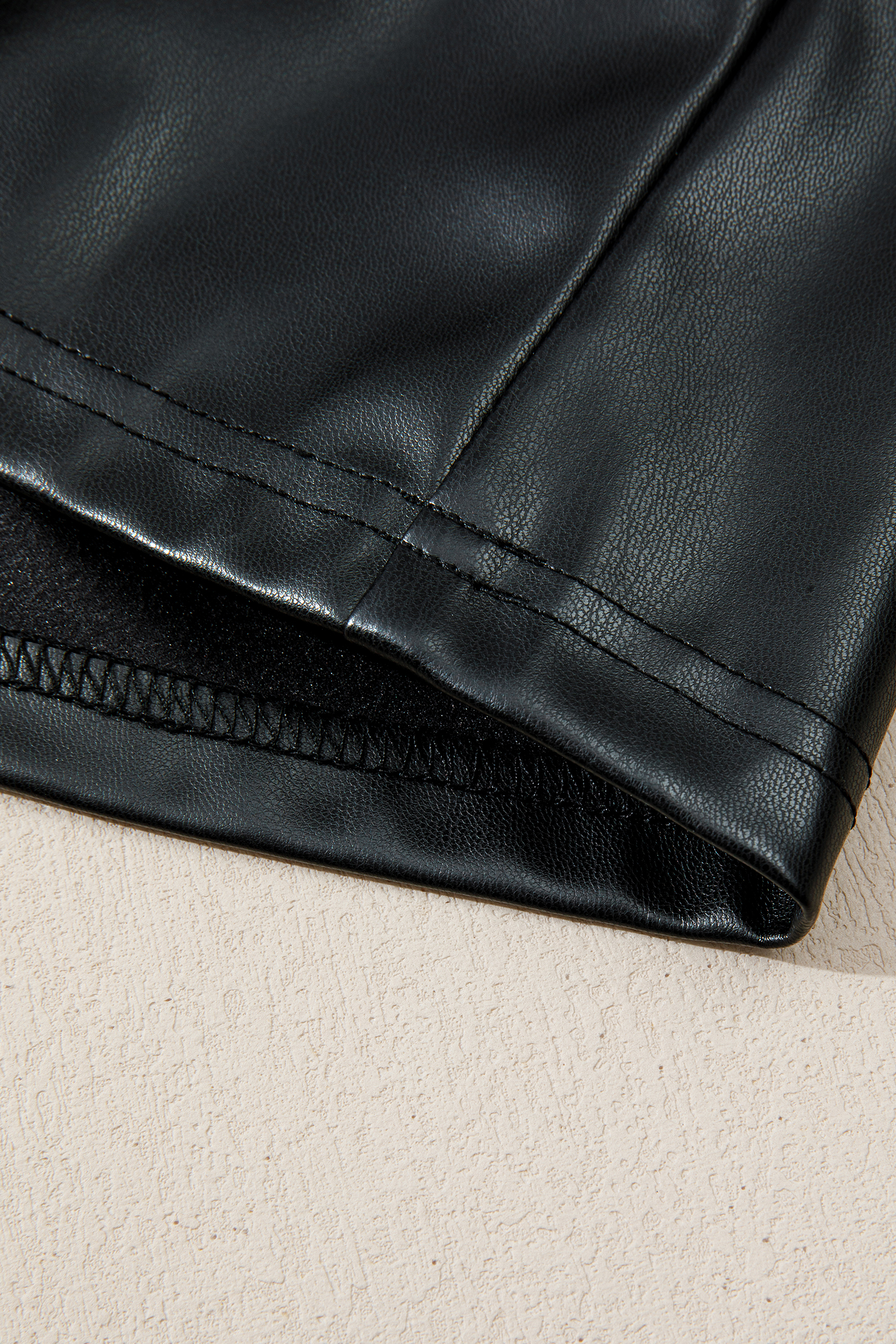 Black Faux Leather Ruffle Hem Sleeveless Mini Dress - loveforevers