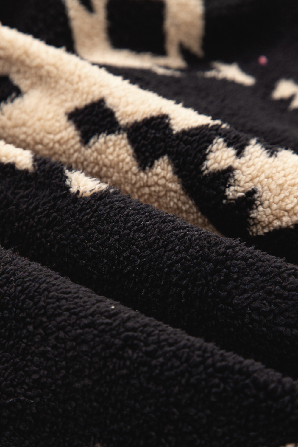 Black Western Aztec Half Placket Plush Sweatshirt - loveforevers