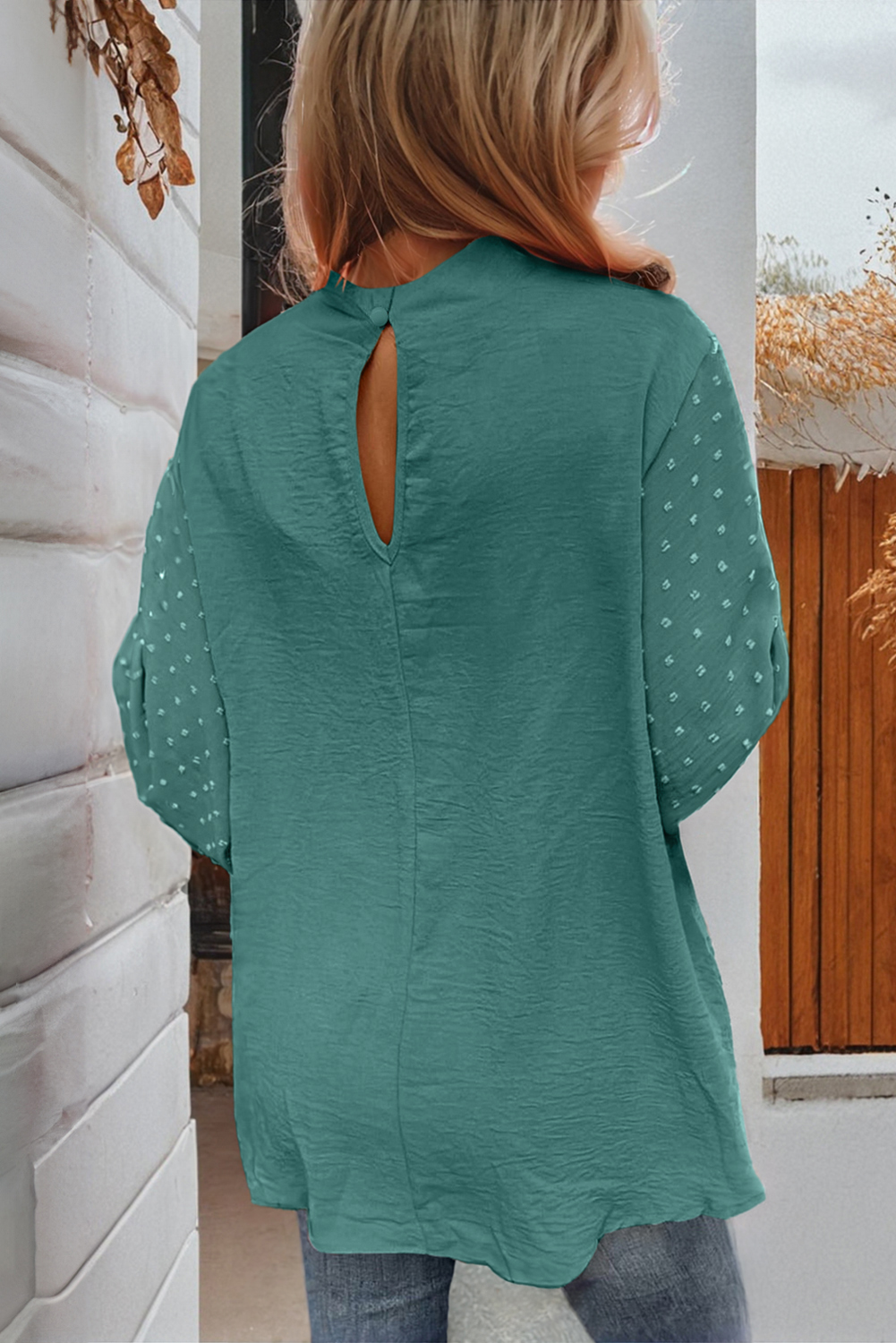 Skobeloff Swiss Dot Balloon Sleeve Loose Blouse - loveforevers