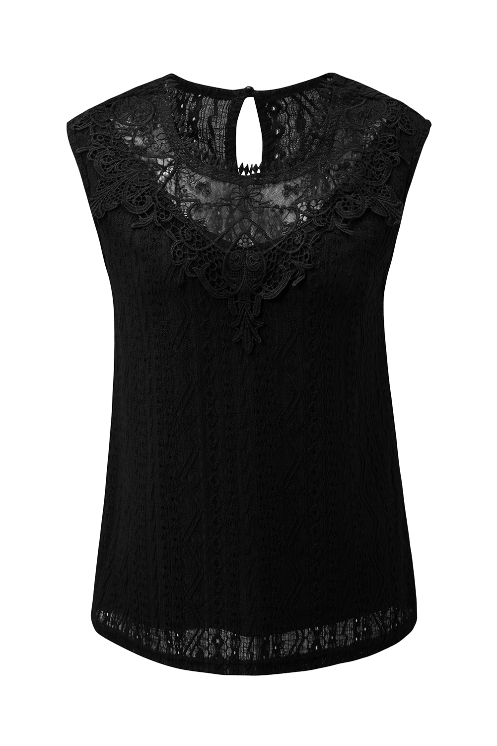 Apricot Guipure Lace Crochet Keyhole Back Tank Top - loveforevers
