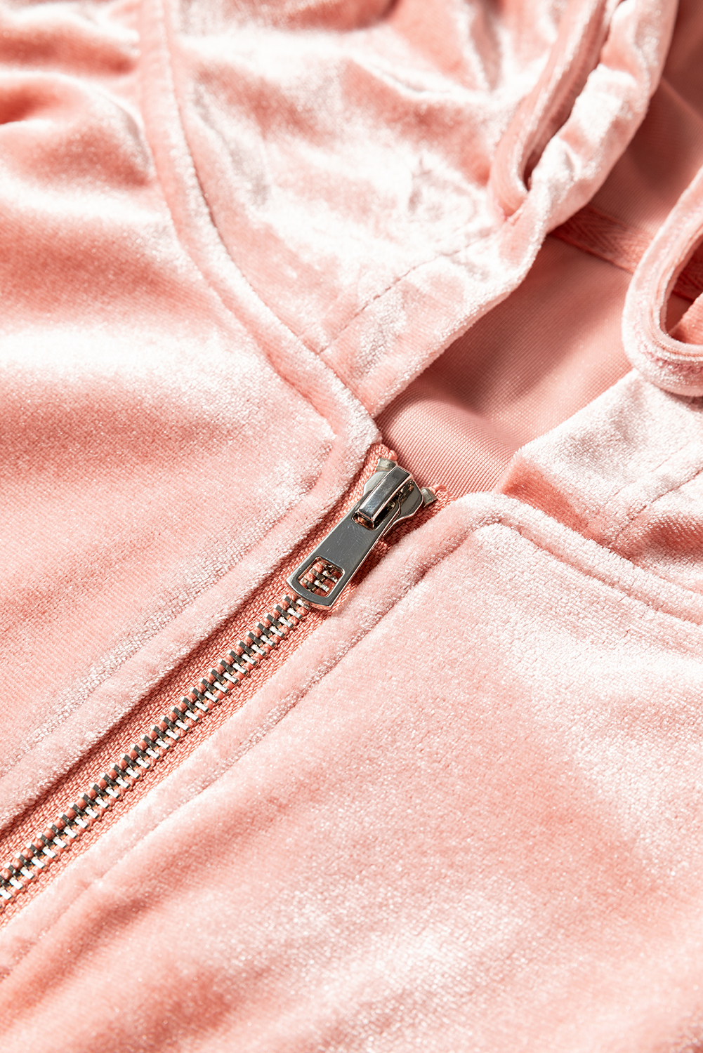 Peach Blossom Velvet Zip-up Hoodie and Wide Leg Pants Set - loveforevers