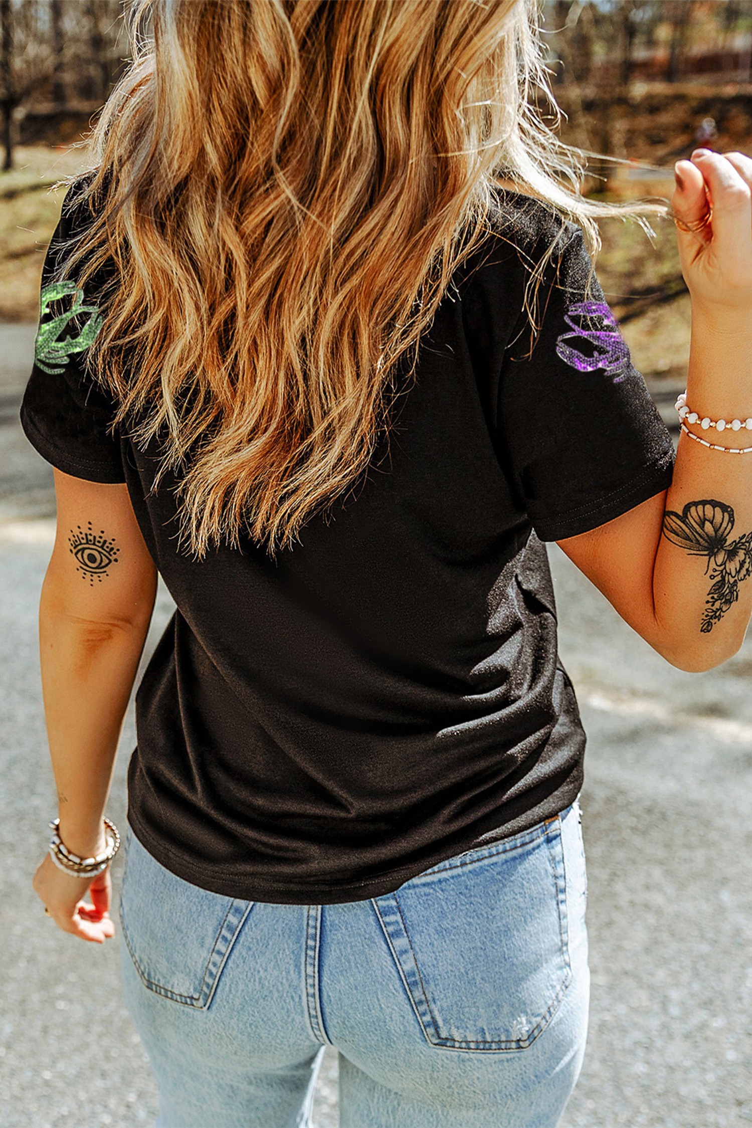 Black Lobster Patched Pattern Festive T Shirt - loveforevers