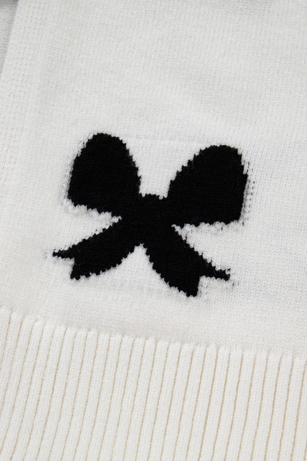 White Lace-up Bow Pattern Sweater Cardigan - loveforevers