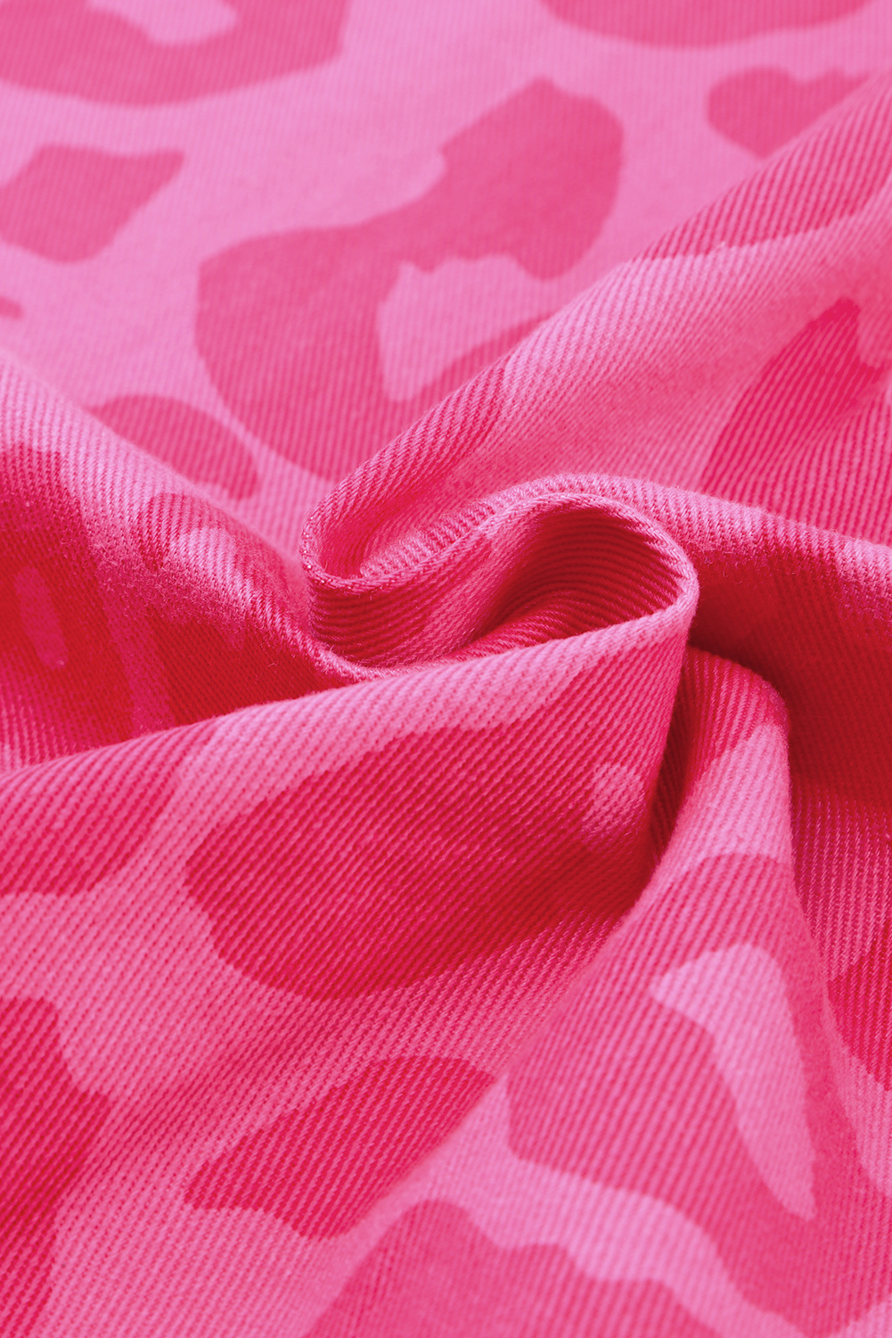 Pink Leopard Print Button Cuffs Raw Hem Jacket - loveforevers