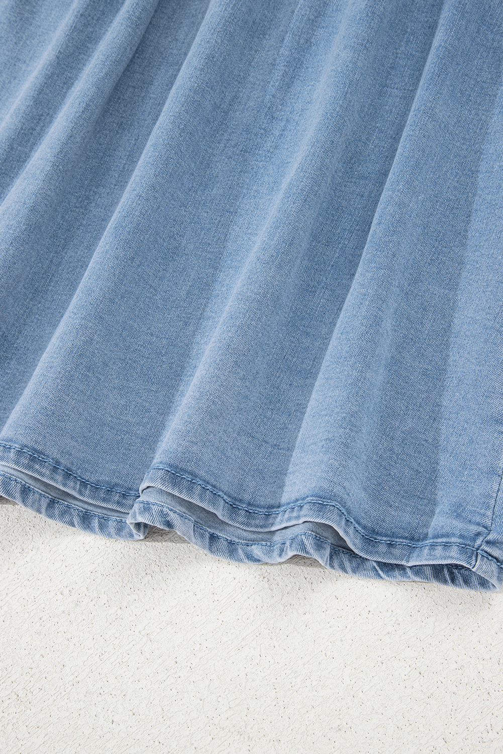 Myosotis Square Neck Bowknot A-line Sleeveless Denim Dress - loveforevers