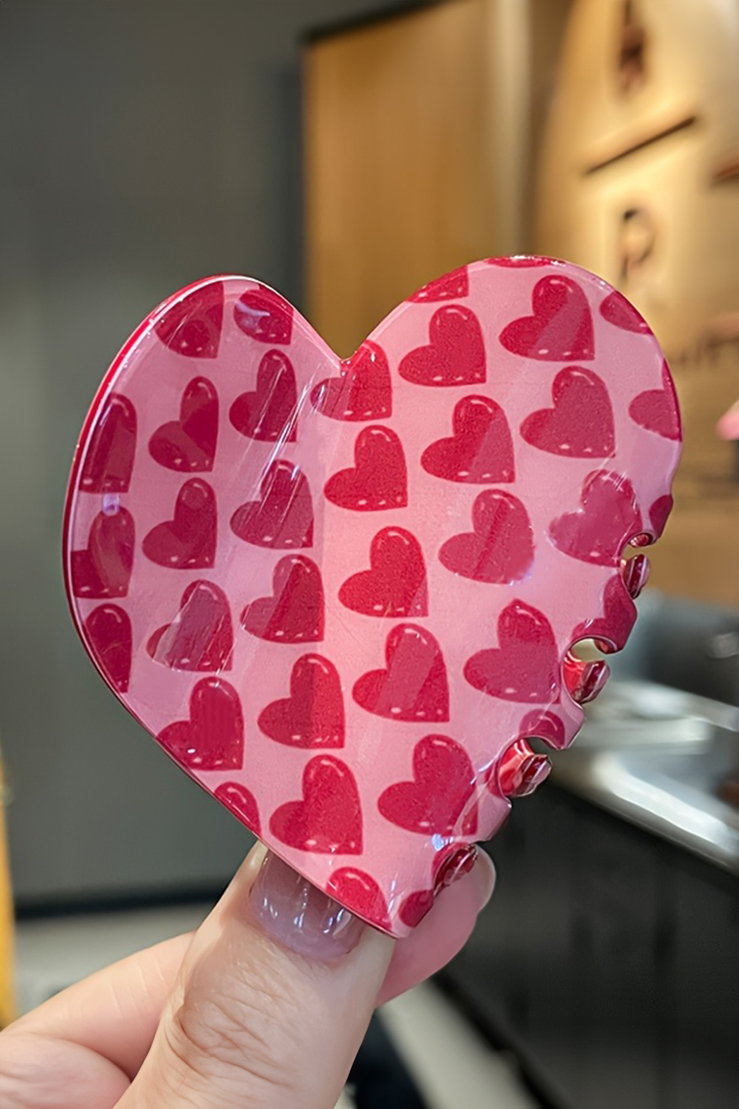 Rose Red Sweet Valentines Heart Shape PVC Hair Claw Clip - loveforevers