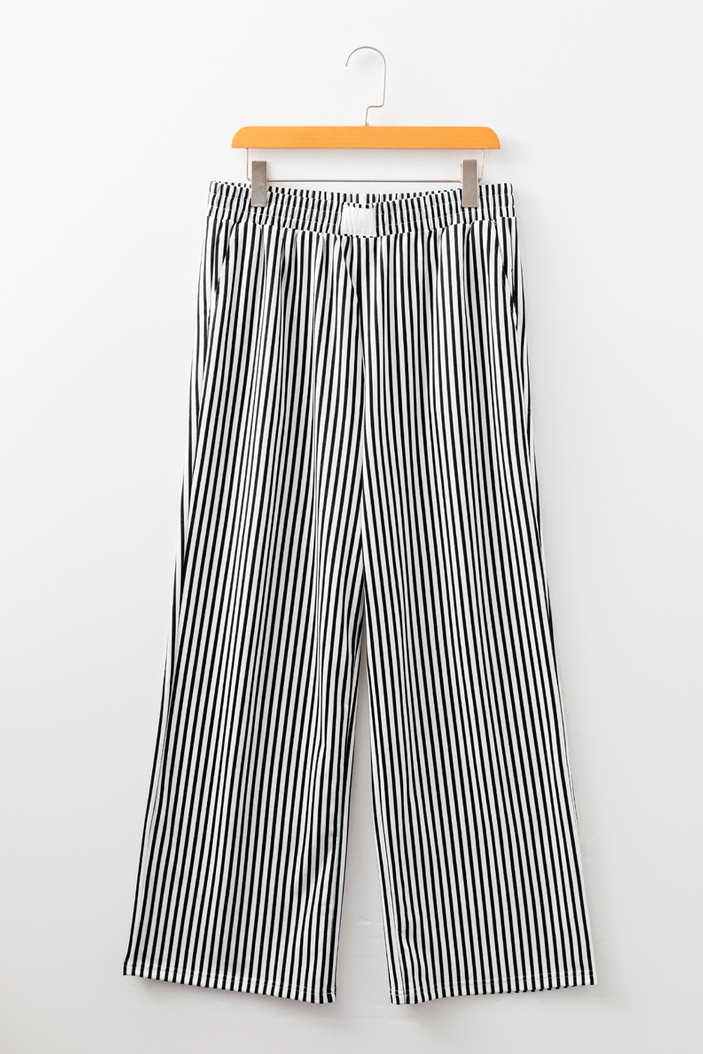 Brown Stripe Elastic High Waist Pocketed Loose Pants - loveforevers