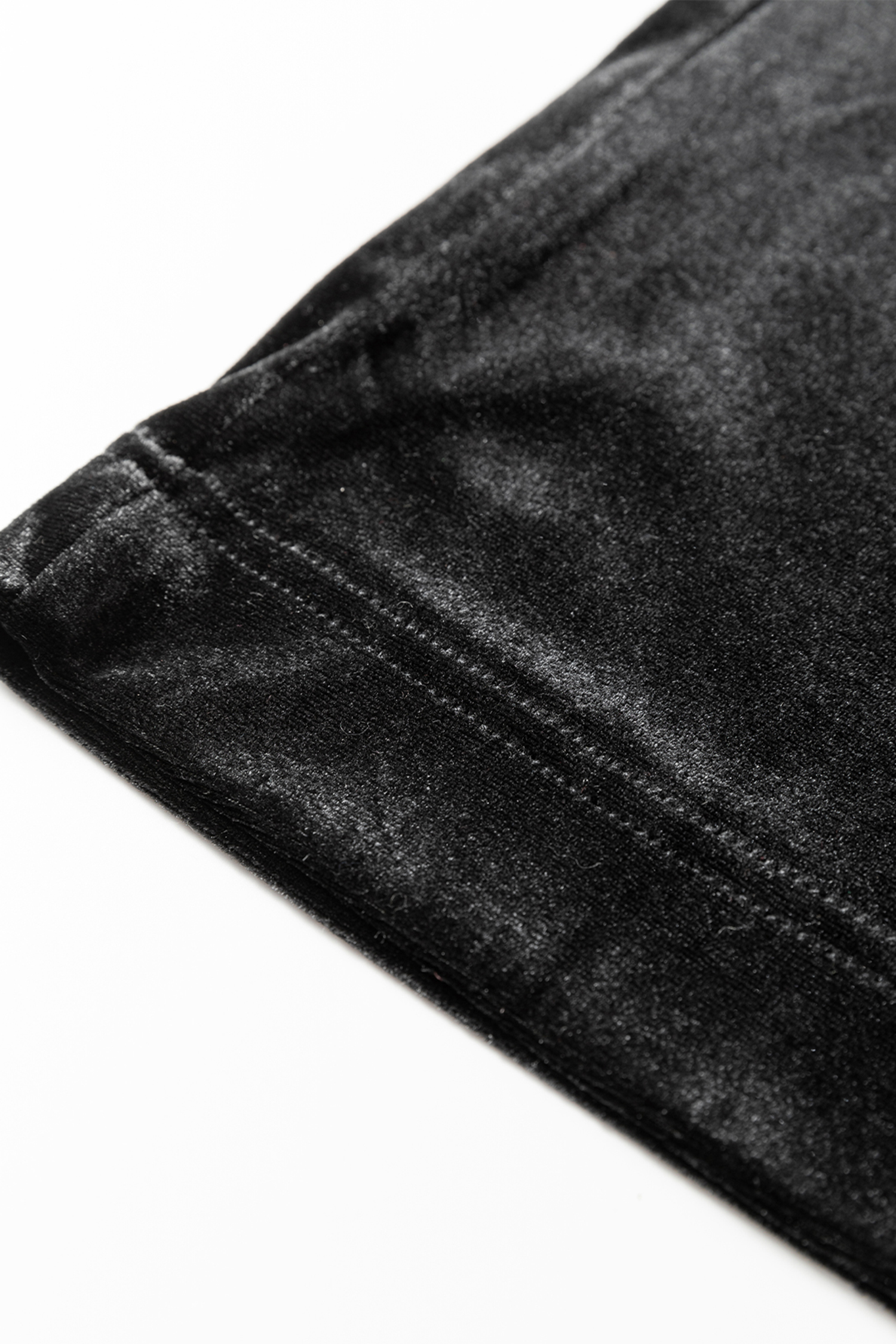Black Shiny Velvet Drawstring High Waist Straight Leg Casual Pants - loveforevers