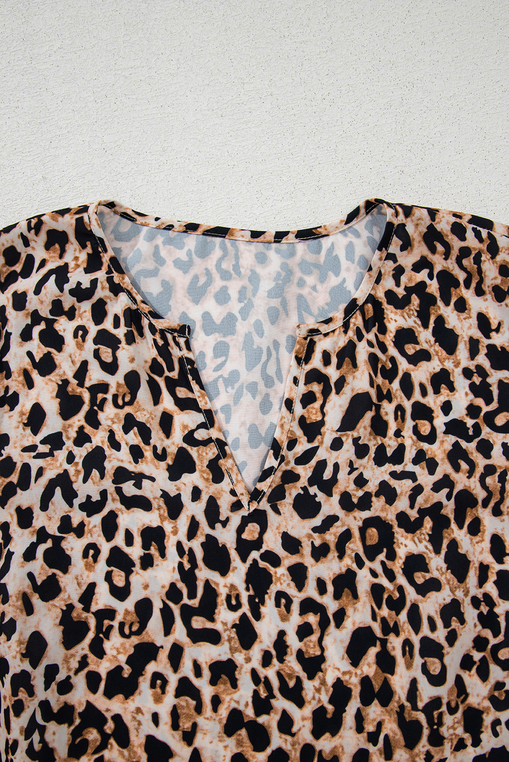 Apricot Leopard V Neck Half Sleeve Blouse - loveforevers