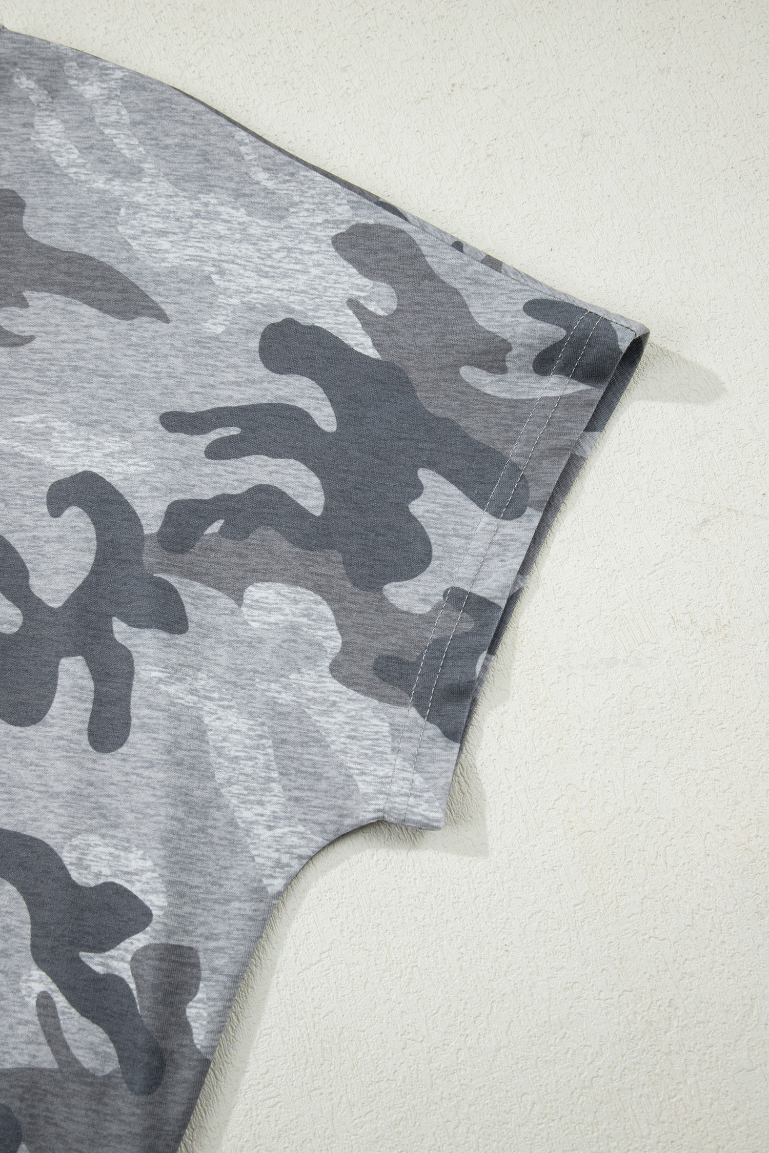 Gray Camouflage Print Round Neck T Shirt - loveforevers