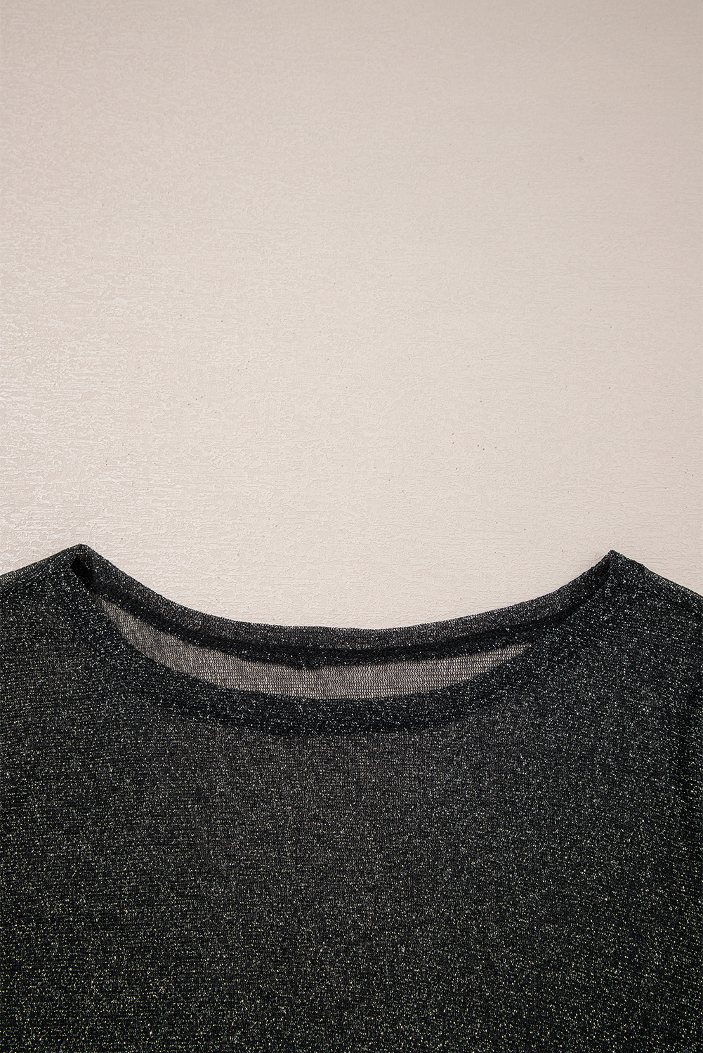 Black Metallic Glitter Mesh Long Sleeve Top - loveforevers