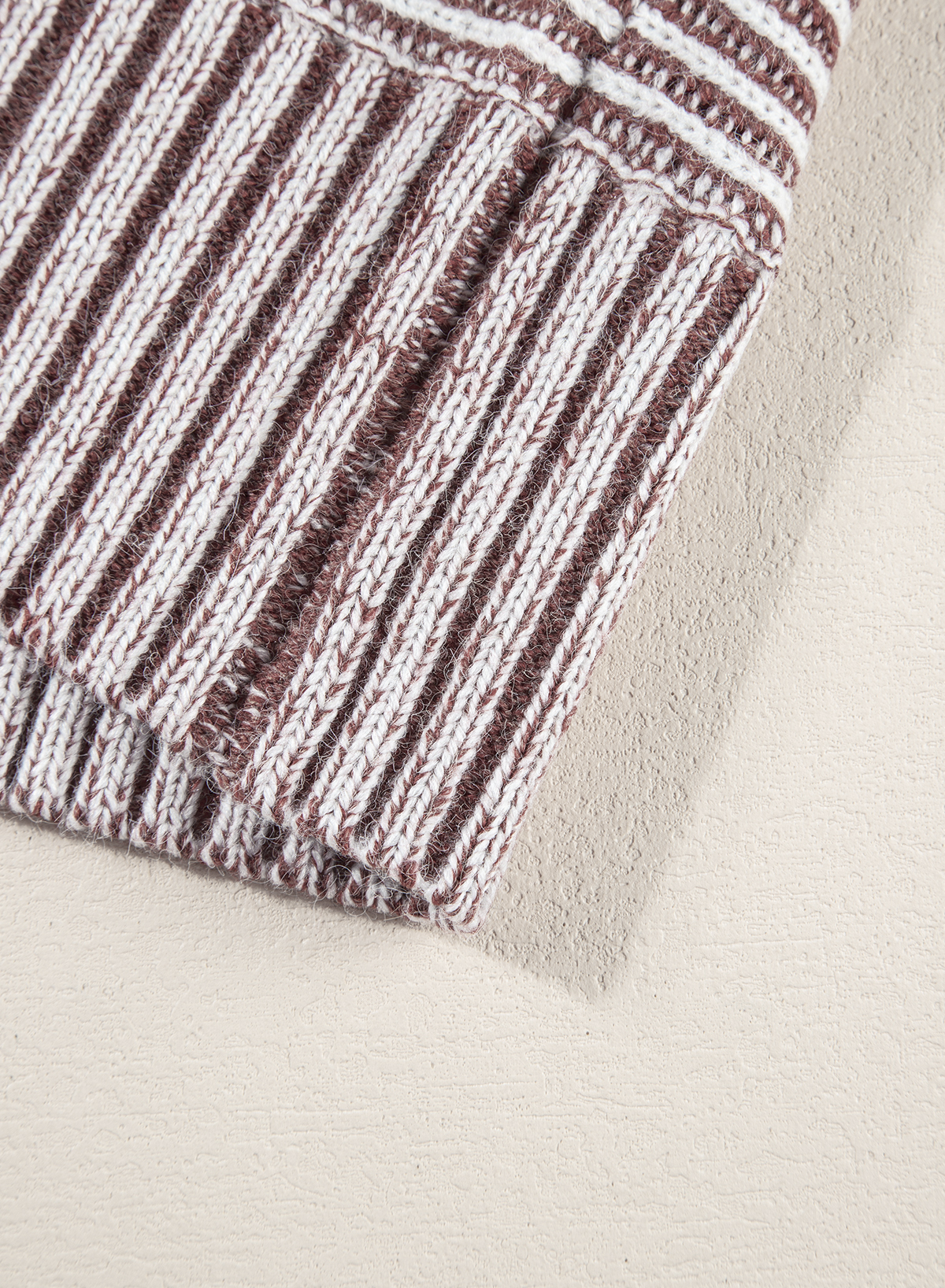 Coffee Striped Print Ribbed Knit Boat Neck Baggy Sweater - loveforevers