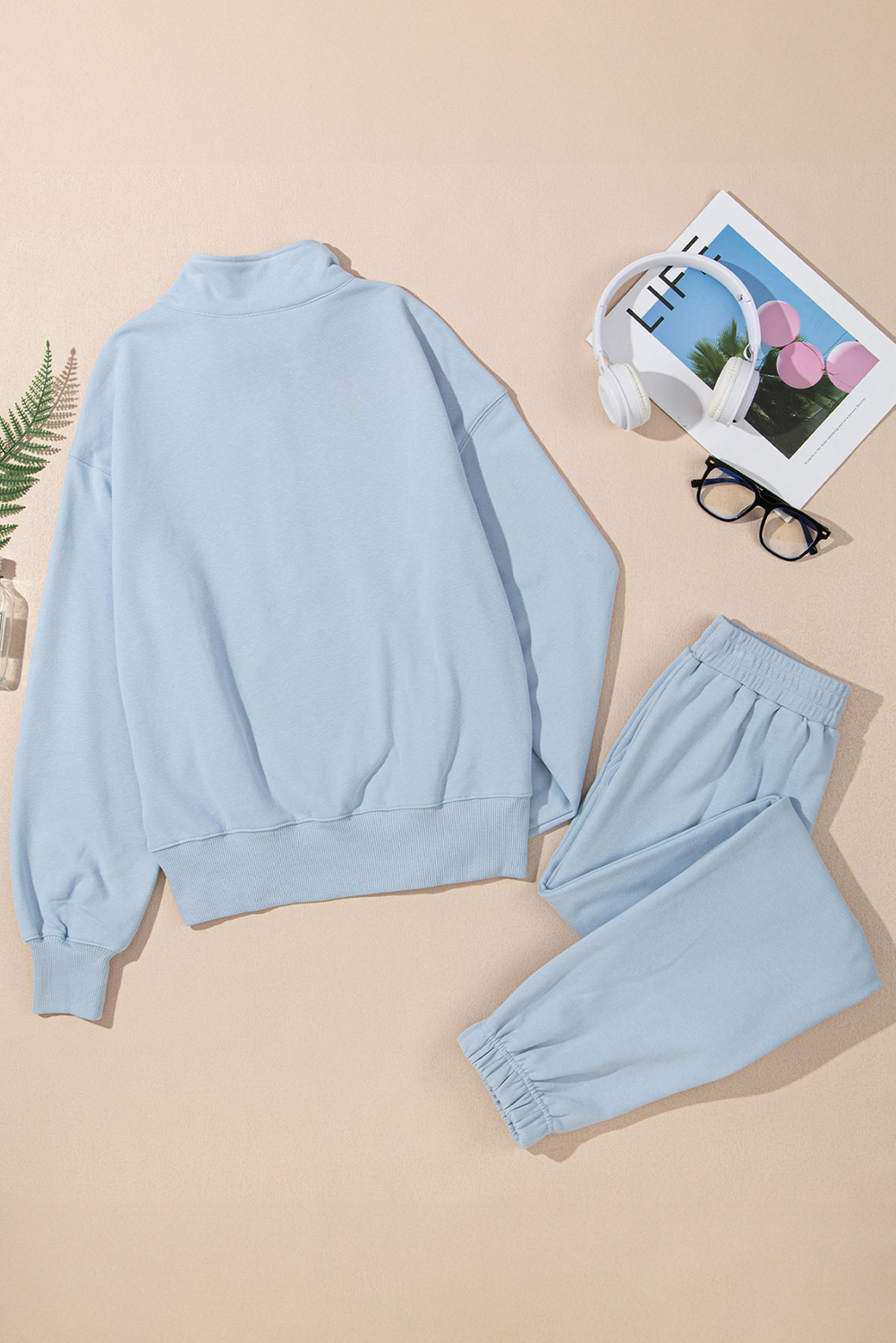 Vineyard Green Half Zip up Pullover Active Top and Joggers Set - loveforevers
