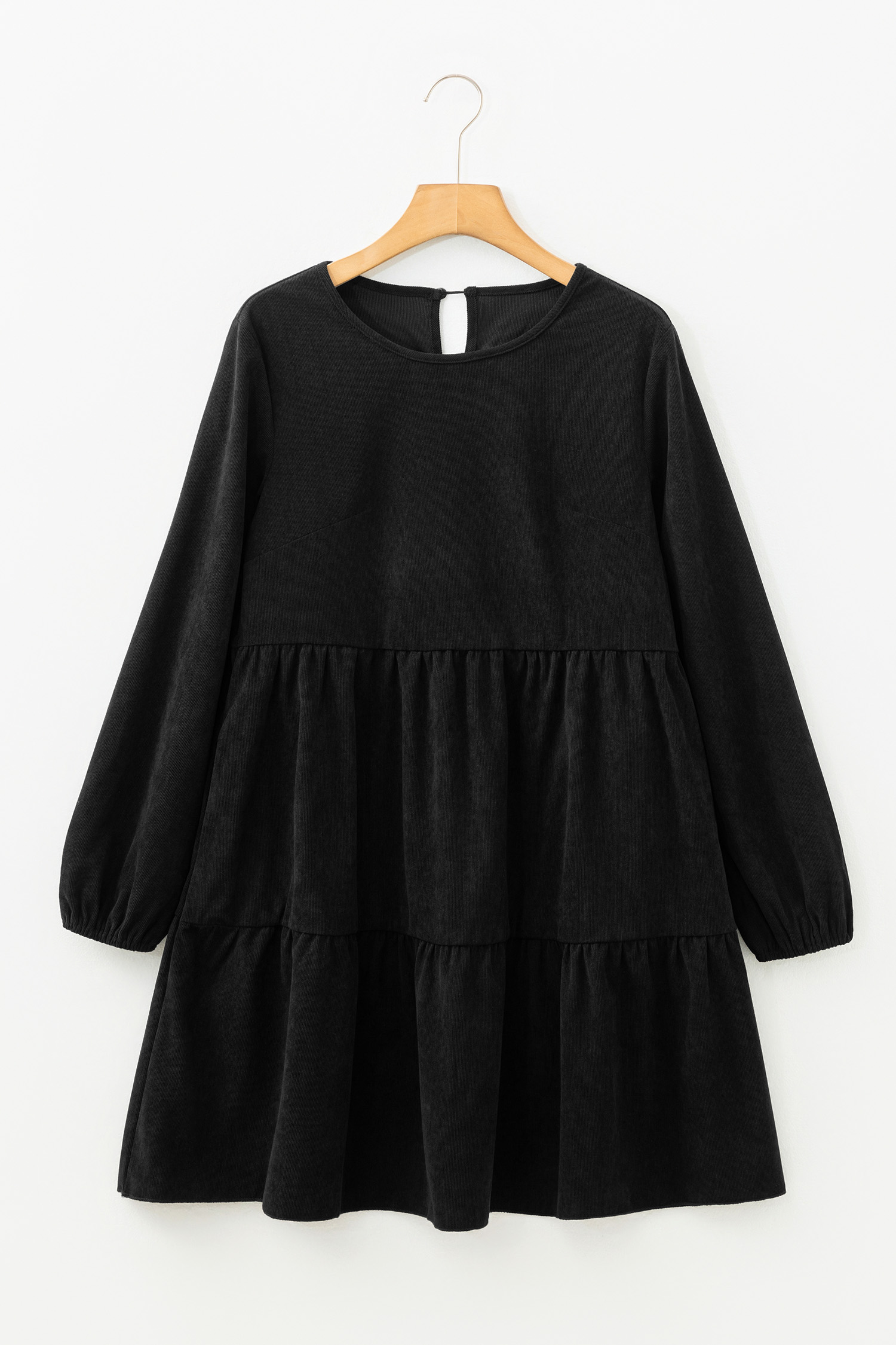 Black Lantern Sleeve Tiered Mini Dress - loveforevers