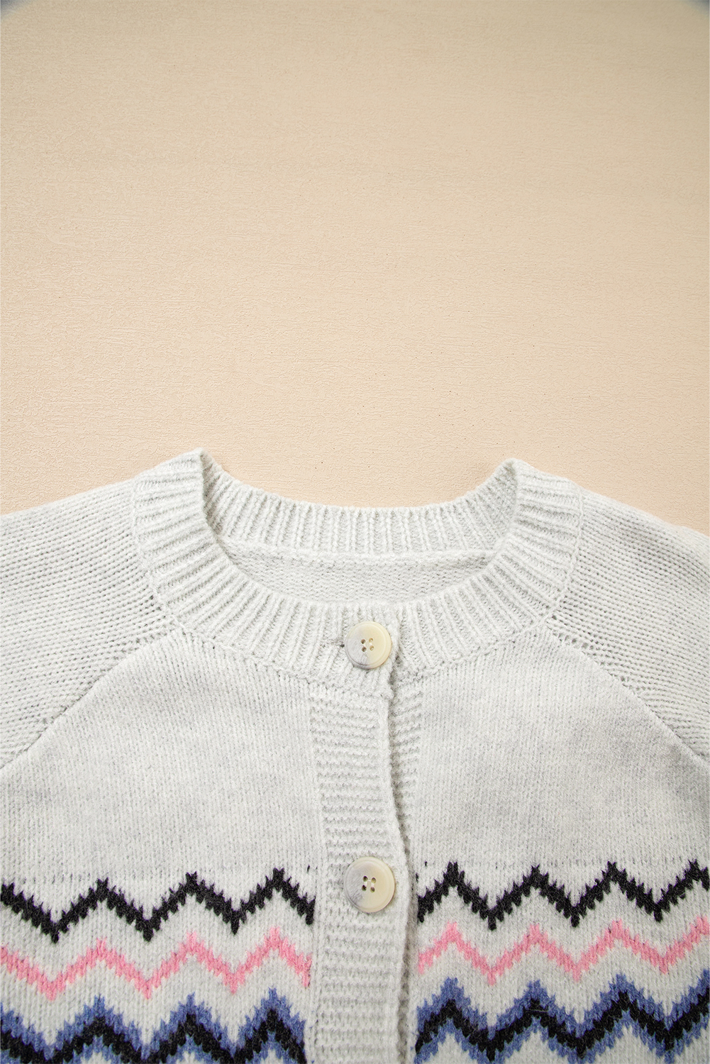 Pink Stripe Geometric Button Up Sweater Cardigan - loveforevers