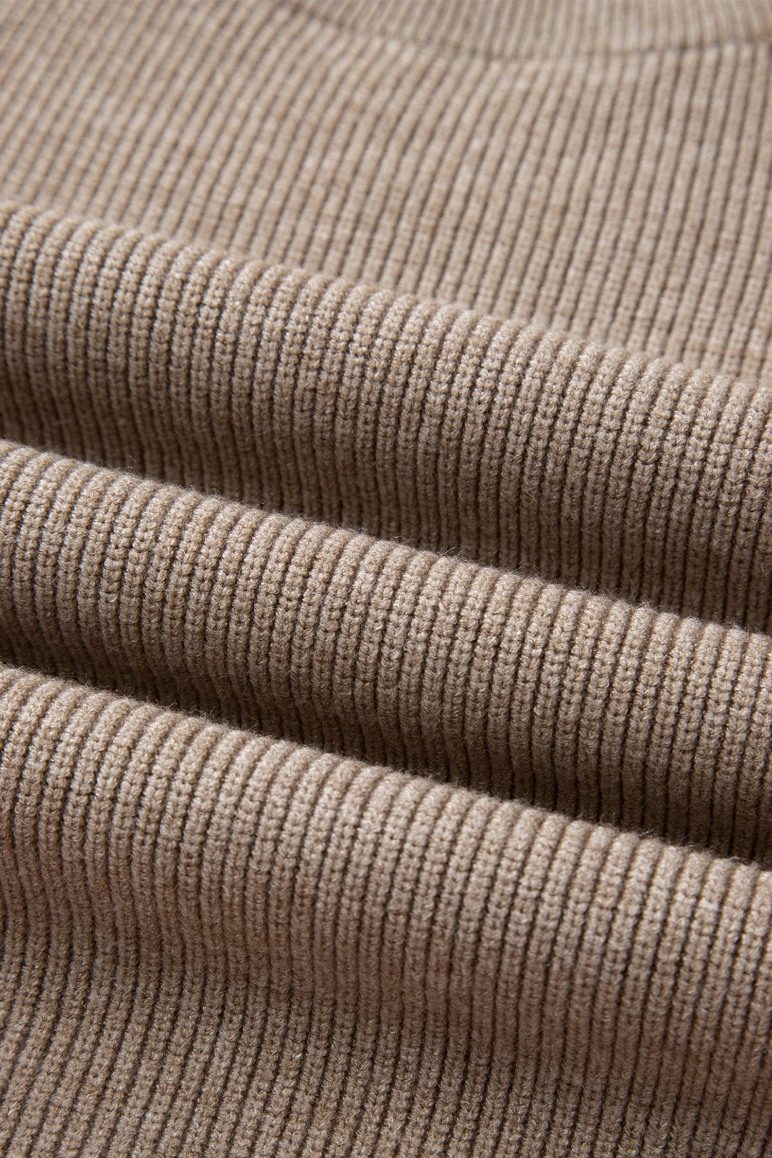 Simply Taupe Ribbed Knit Contrasted Stripe Detail Button Side Loose Sweater - loveforevers