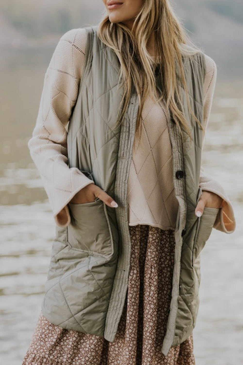 Green Quilted Snap Button Hooded Puffer Coat - loveforevers