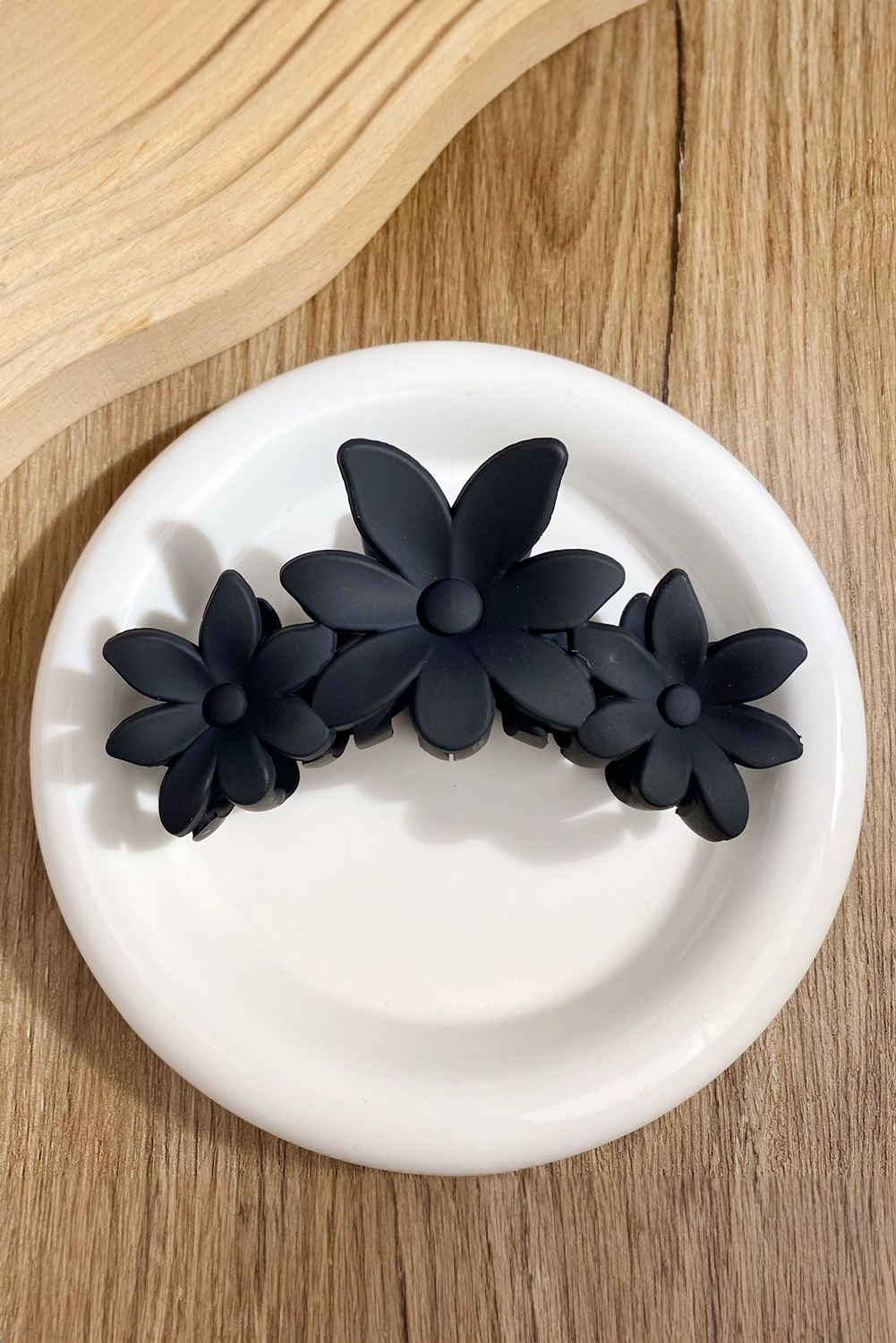 Black Flower Shape Frosted Large Hair Claw Clip - loveforevers