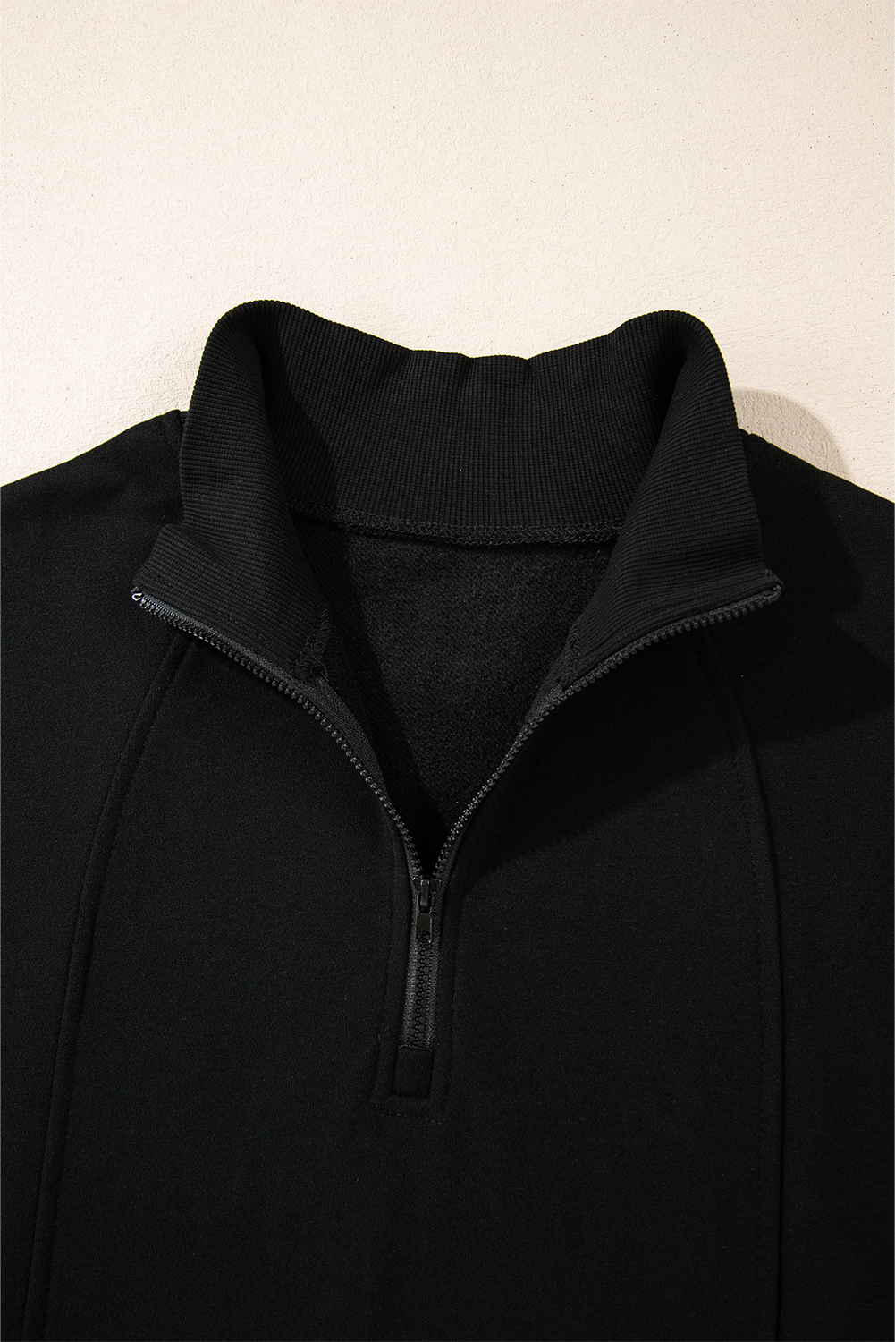 Fushia Zipped Neck Pullover Drop Shoulder Sweatshirt - loveforevers
