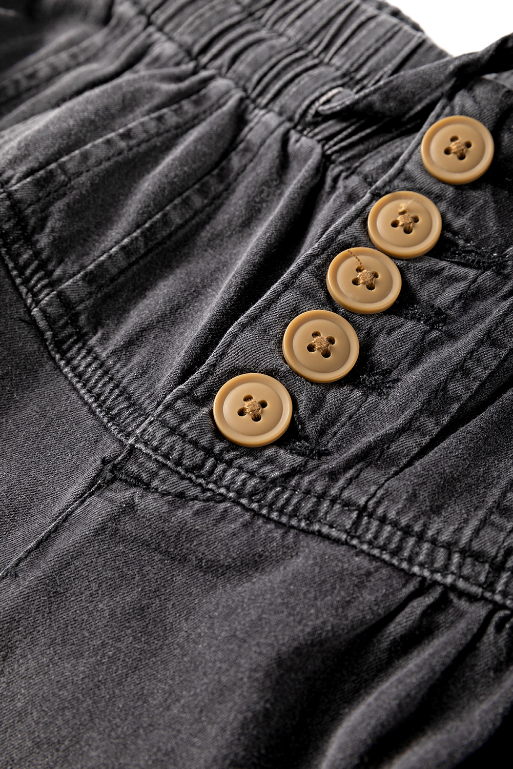Carbon Grey Mineral Wash Button Fly Waist Wide Leg Jeans - loveforevers