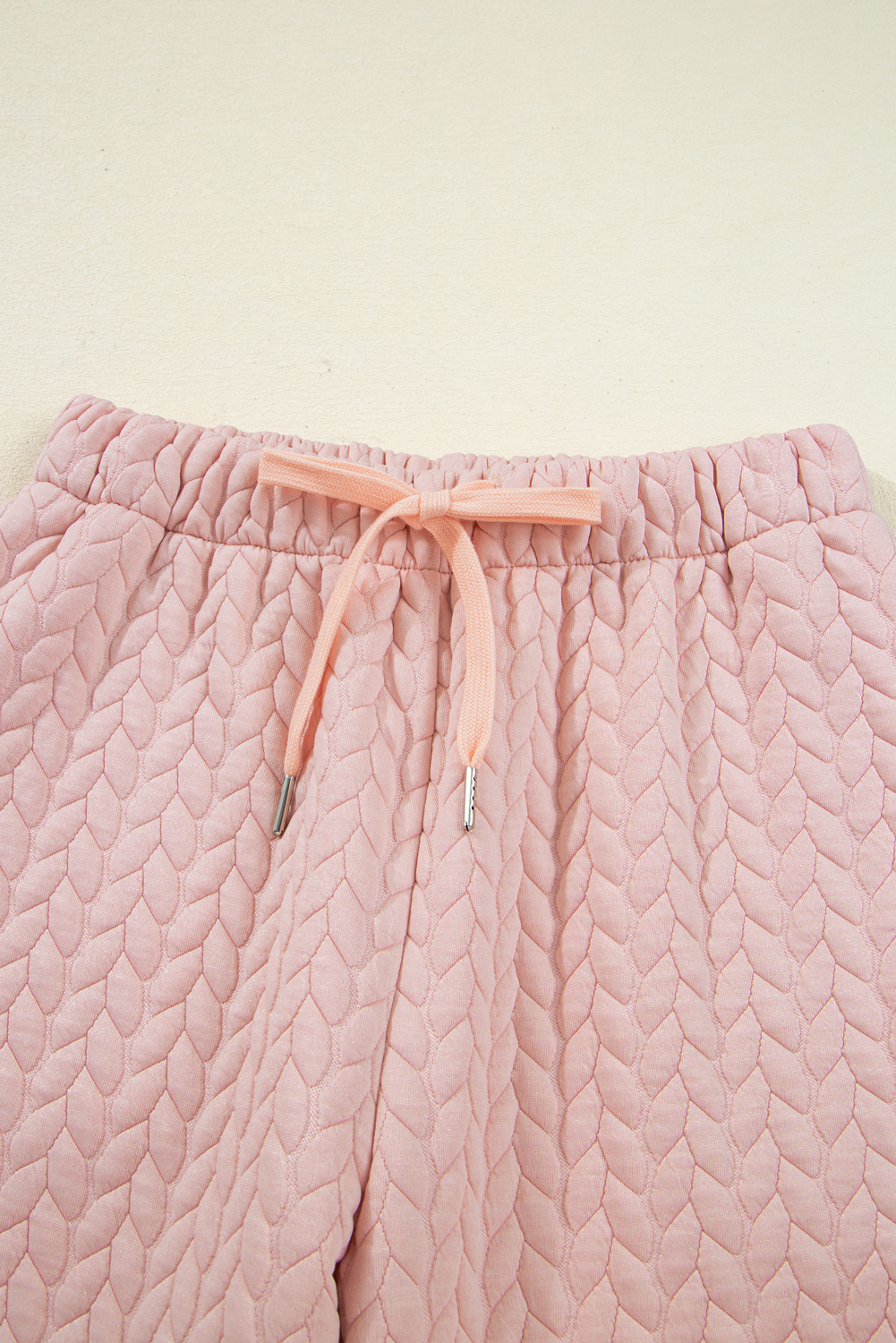 Delicacy Braided Texture Ruffle Hem Top Drawstring Loose Pants Set - loveforevers