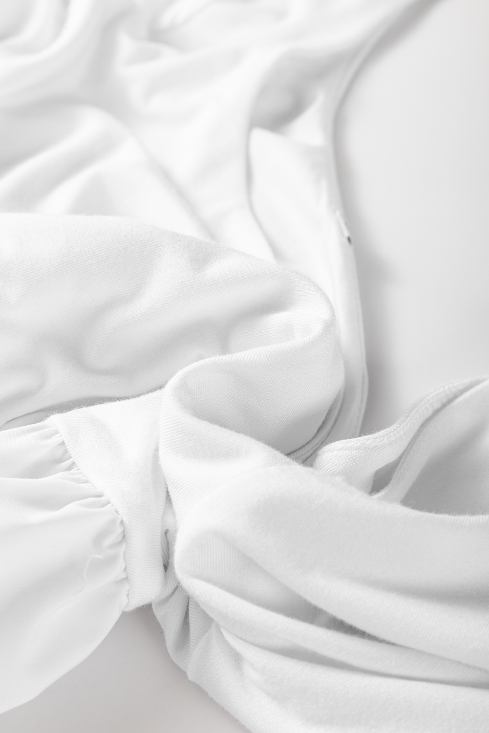 White U Neck Long Sleeve Bubble Hem Top - loveforevers