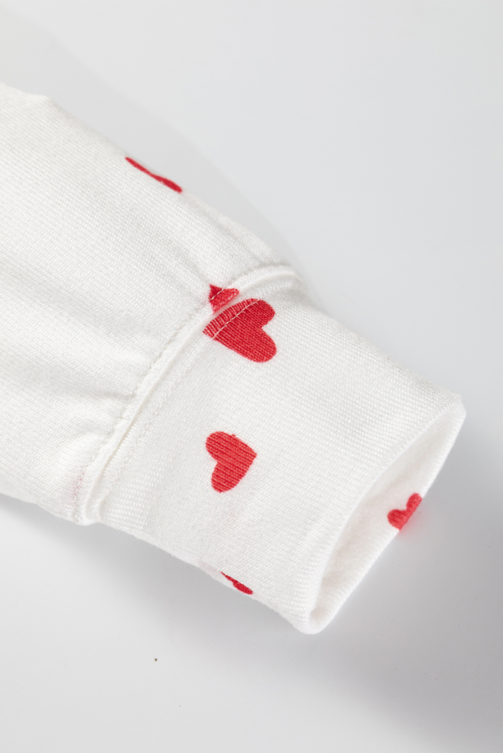Fiery Red Tiny Hearts Printed Long Sleeve Top Drawstring Lounge Pant Set - loveforevers