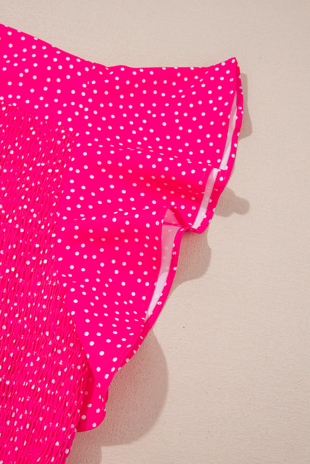 Rose Polka Dot Print Ruffled Smocked High Waist Plus Midi Dress - loveforevers