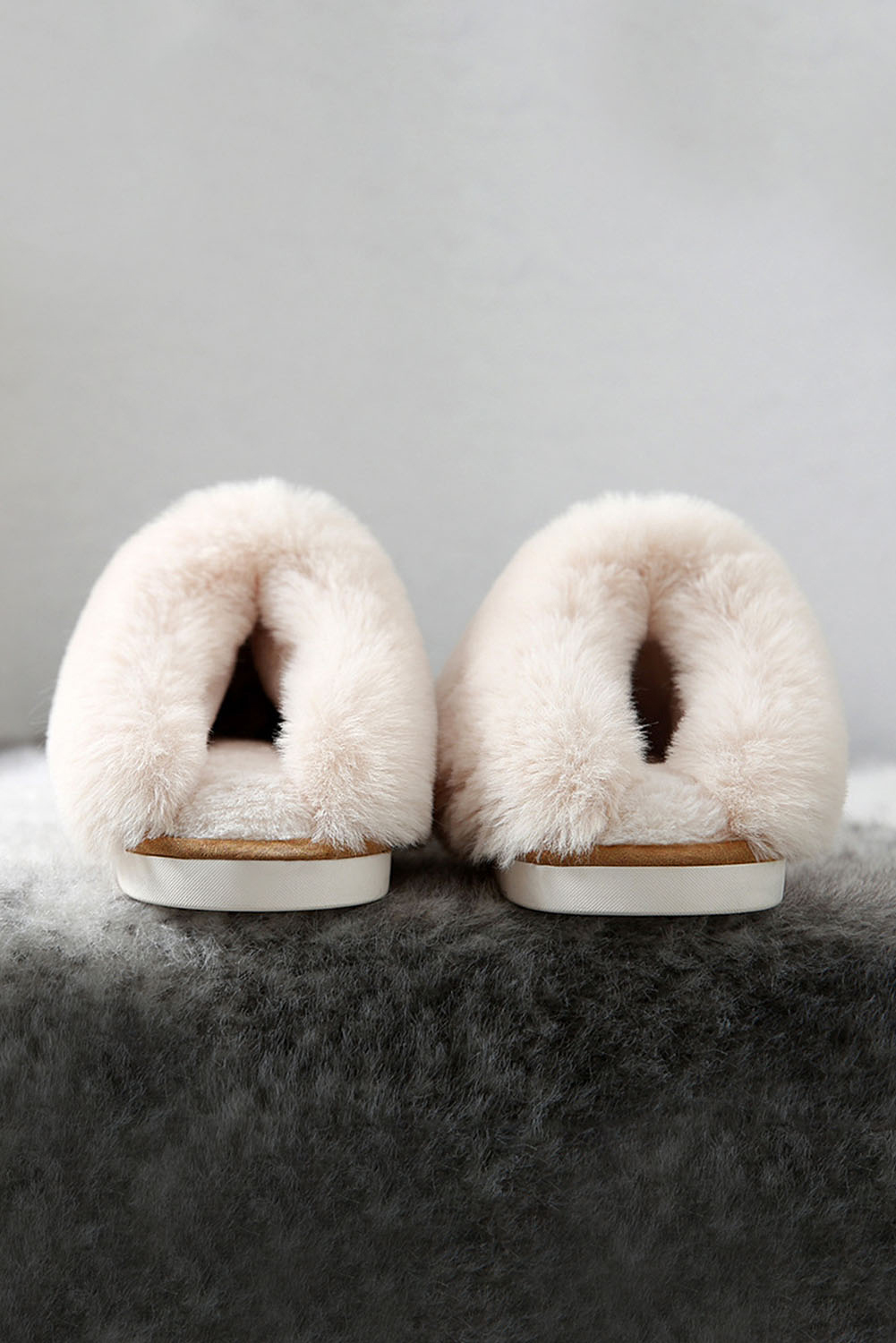 Khaki Cut and Sew Faux Suede Plush Lined Slippers - loveforevers