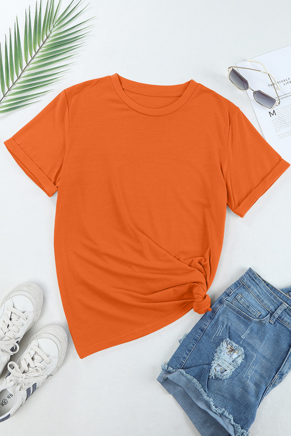 Khaki Casual Plain Crew Neck Tee - loveforevers