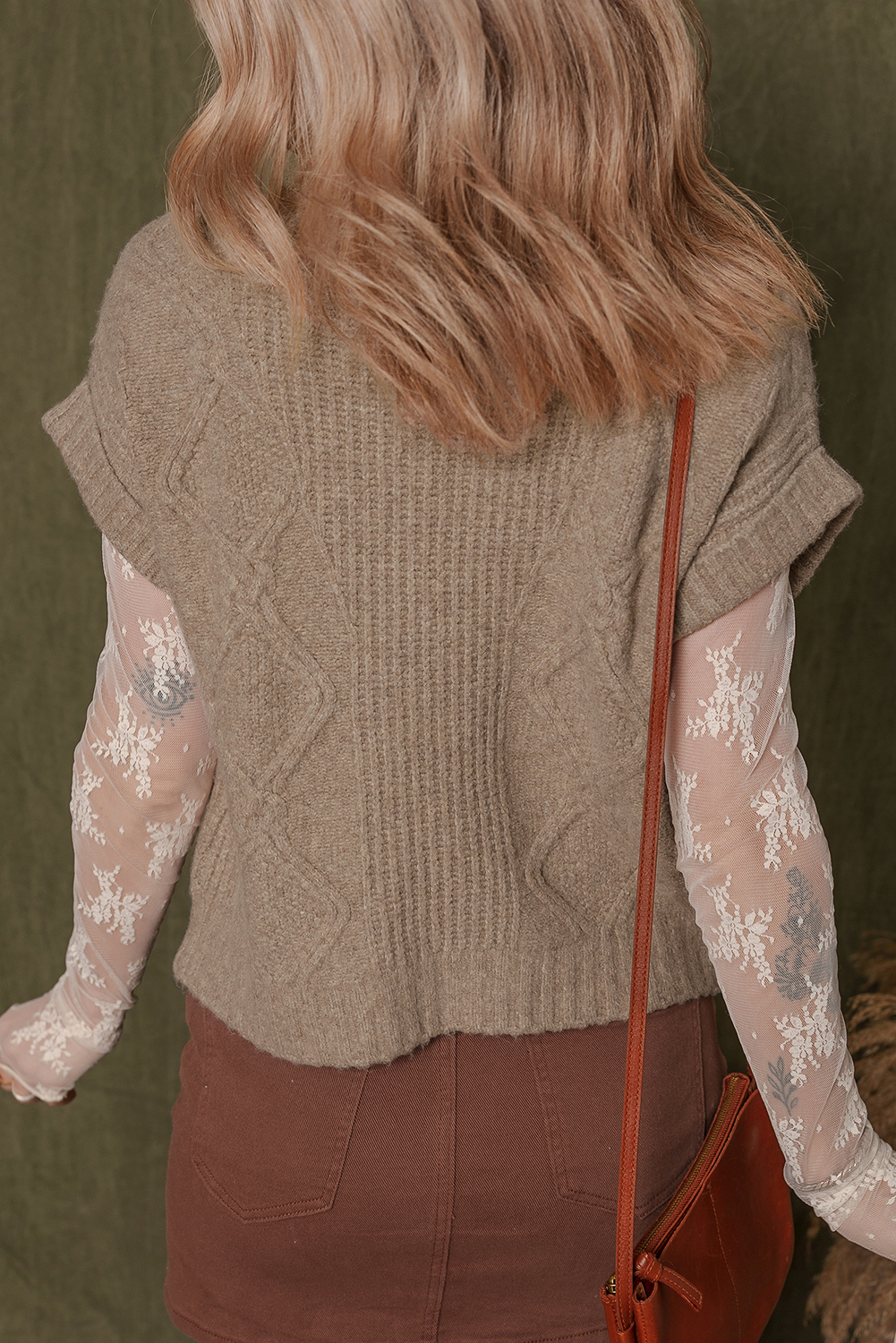 Smoke Gray Textured Knit High Neck Sweater T Shirt - loveforevers