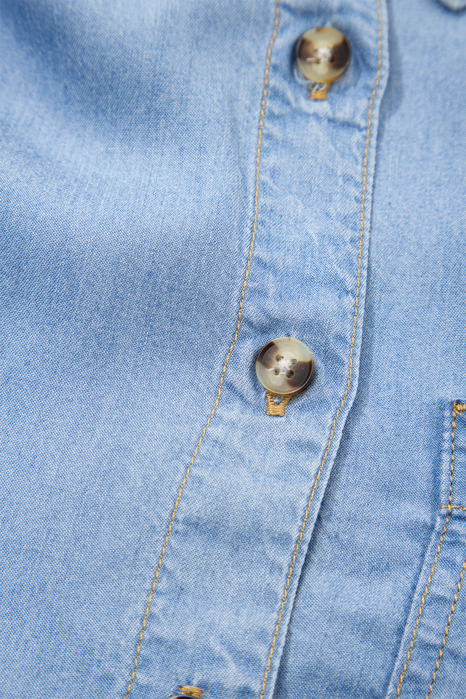 Beau Blue Half Sleeve Button Down Ruffled High Low Chambray Shirt - loveforevers
