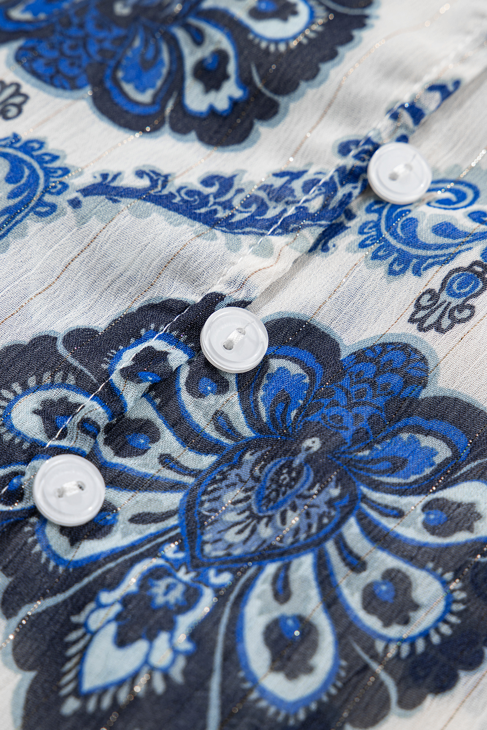 Blue Tribal Pattern Buttoned Front Loose Shirt - loveforevers