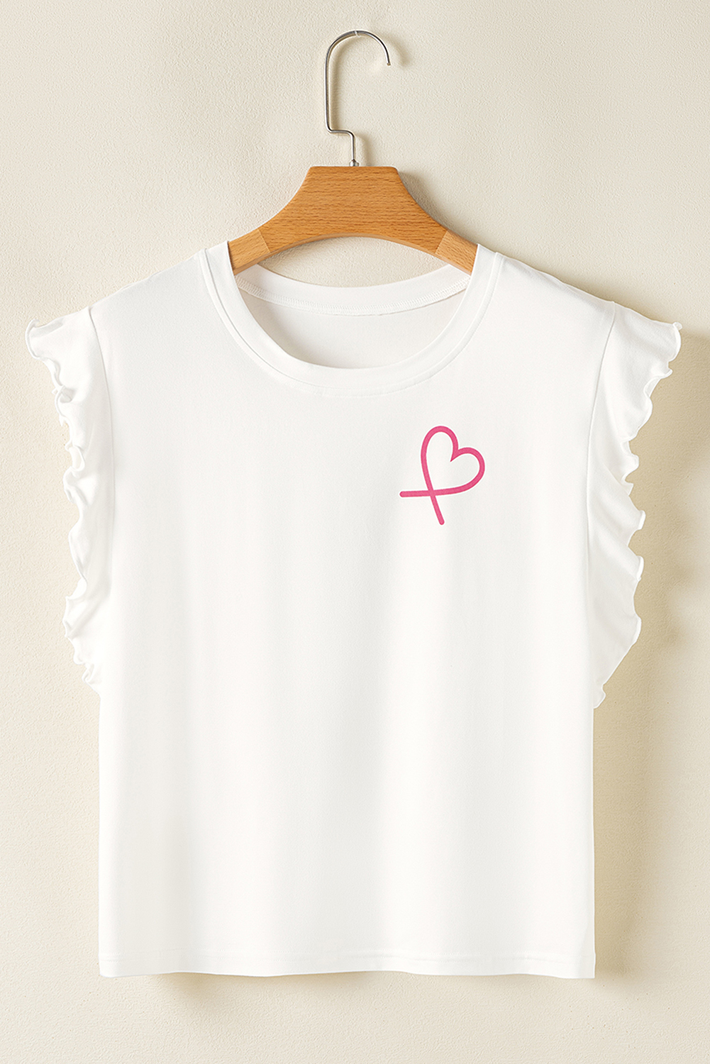 Pink Ruffled Tank Top And Heart Print Pants Lounge Set - loveforevers
