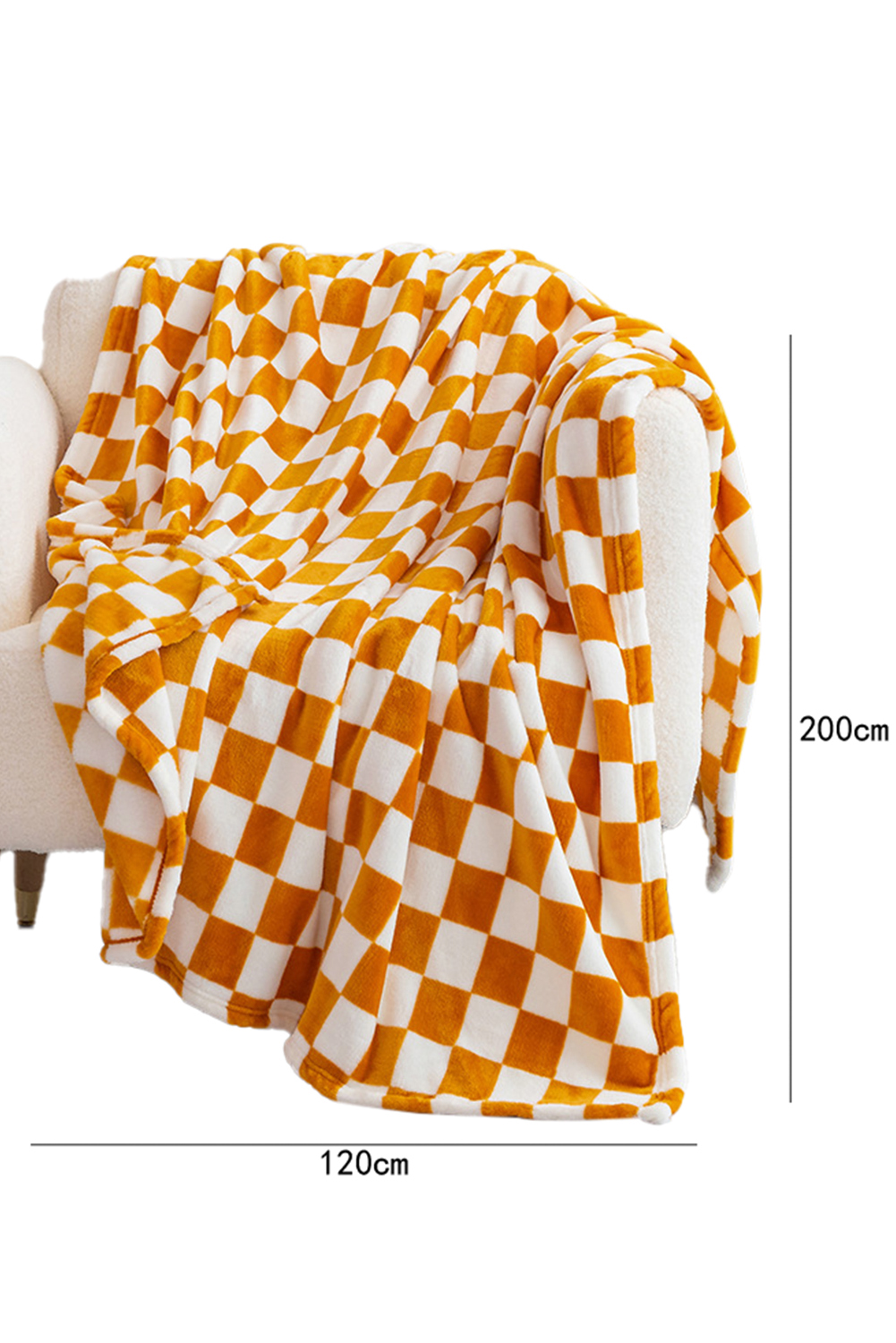 Yellow Checkerboard Printed Soft Throw Blanket 120*200cm - loveforevers
