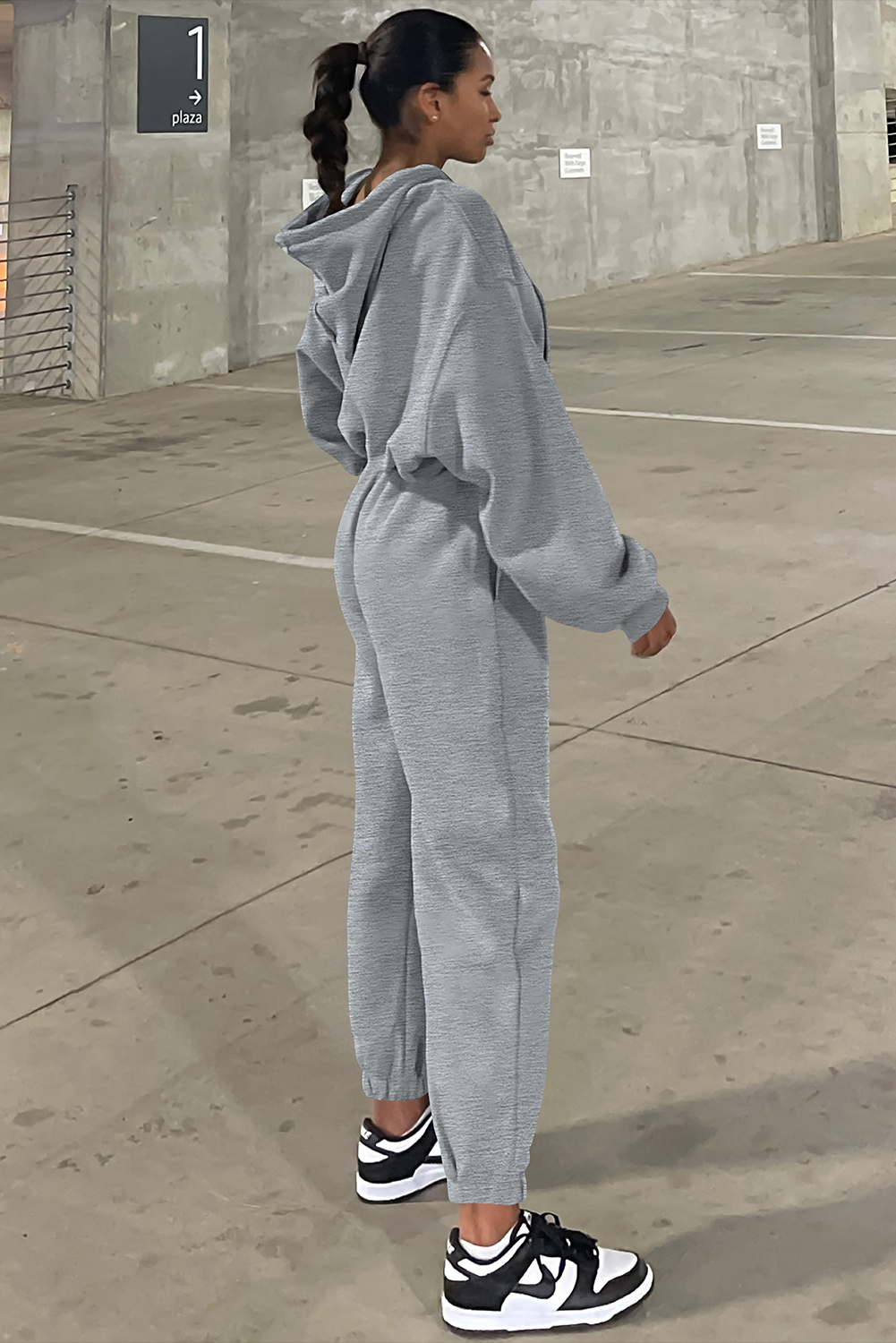 Gray Solid Drop Shoulder Hoodie and Joggers Activewear Set - loveforevers