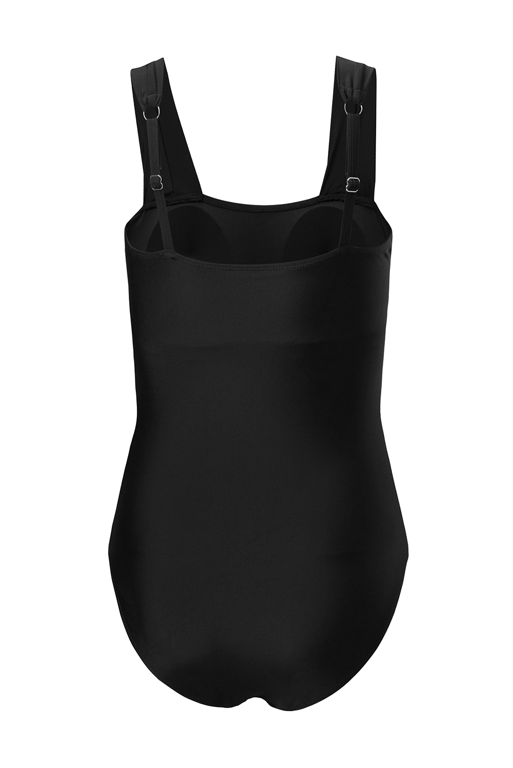 Black Square Neck Ruched Tommy Control One Piece Swimsuit - loveforevers
