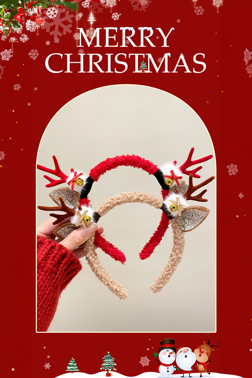 Fiery Red 1pc Reindeer Antlers Christmas Headband - loveforevers