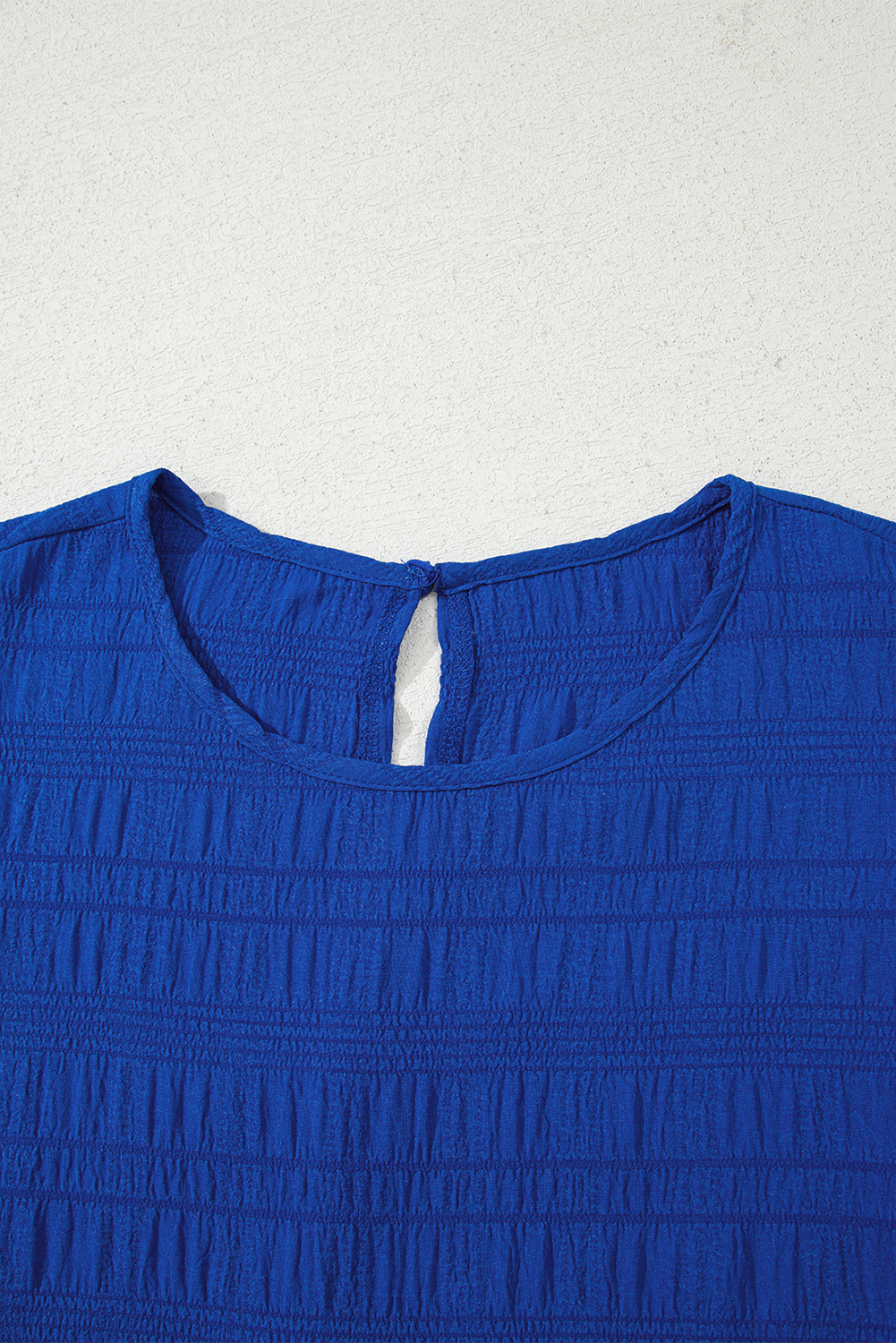 Dark Green Textured Ruffled Sleeve Round Neck Top - loveforevers