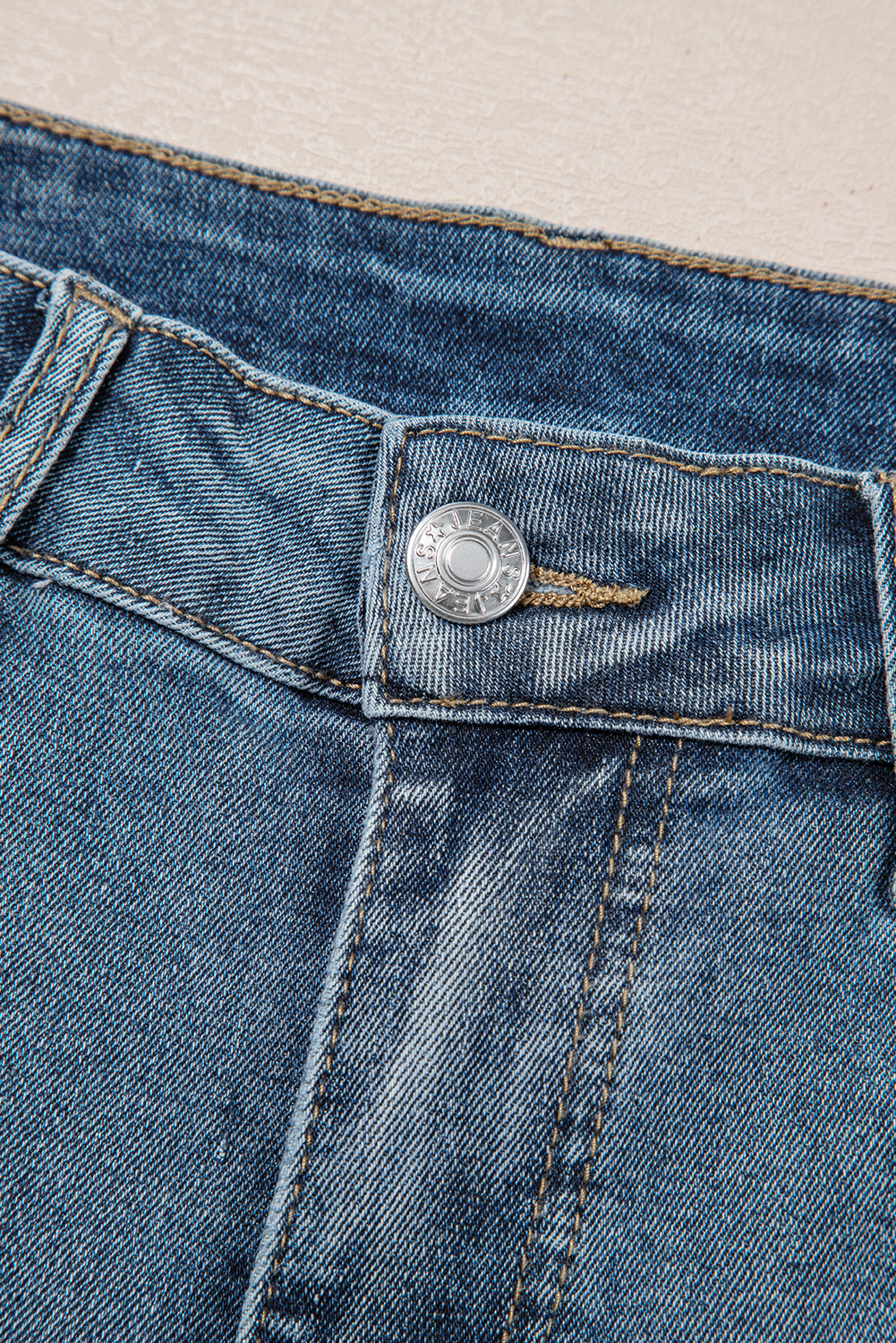 Beau Blue Slightly Distressed Ankle-length Straight Jeans - loveforevers