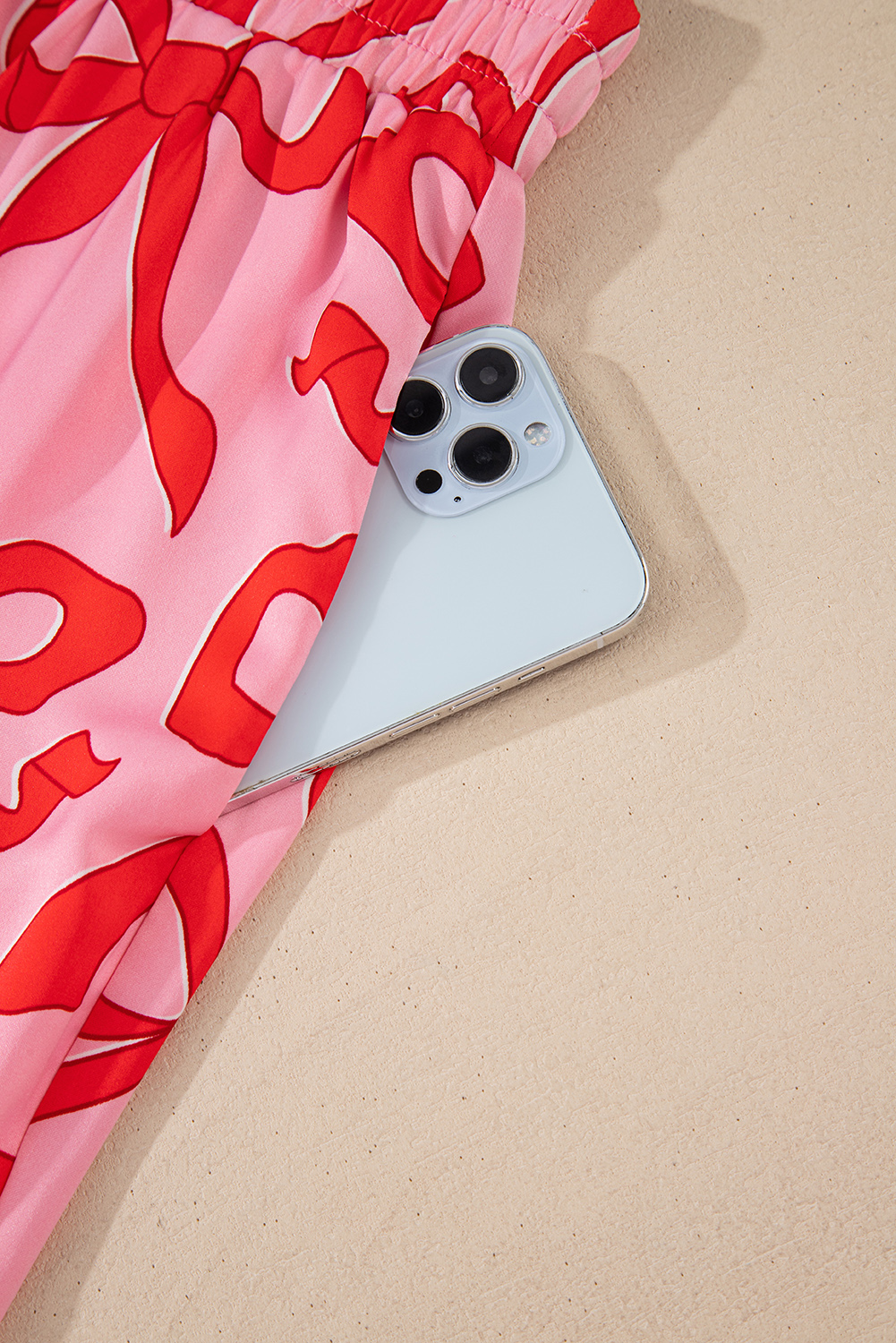 Pink 2pcs Bow Print Shirt Style Long Sleeve Pajama Set - loveforevers