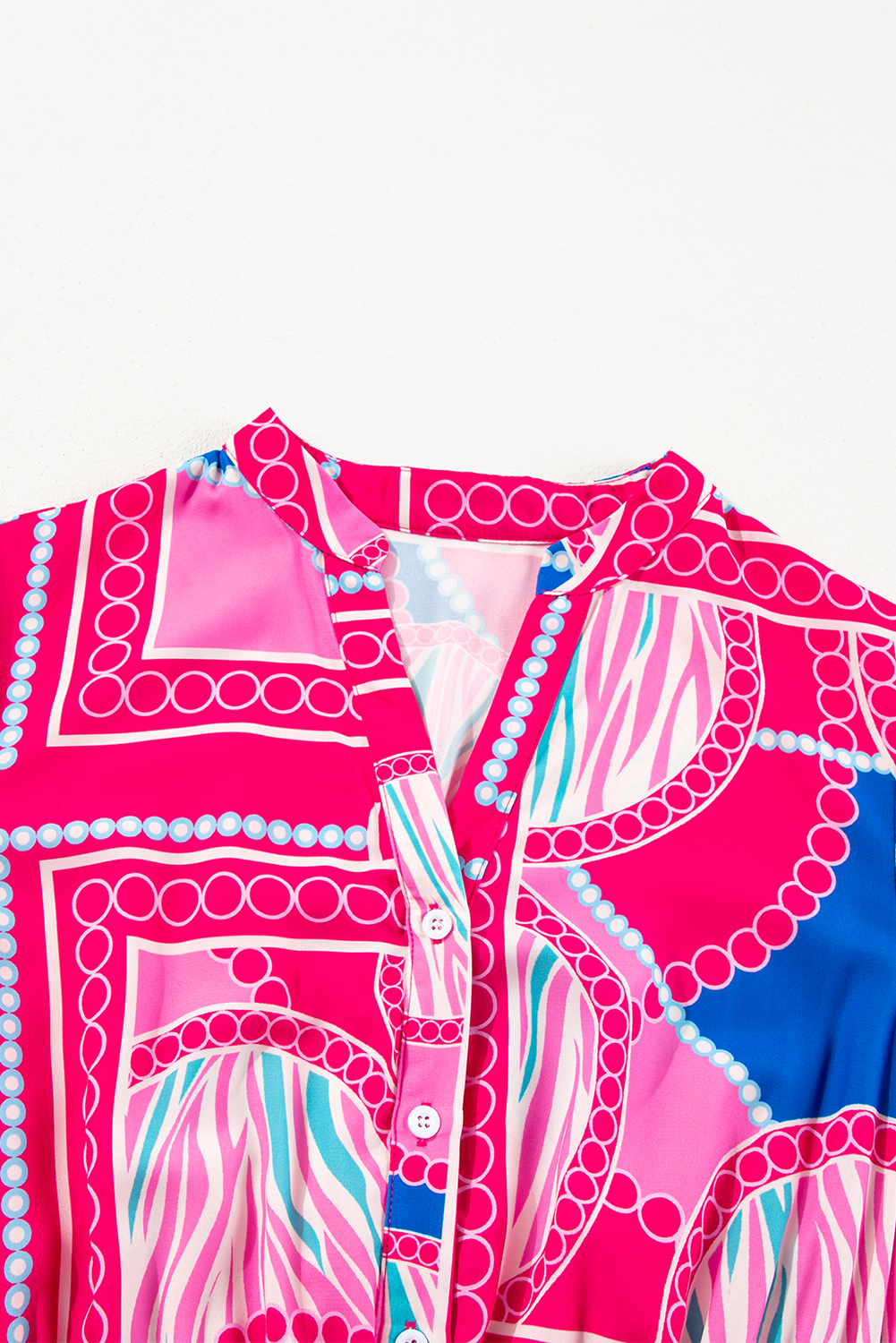 Rose Boho Abstract Printed Puff Sleeve Drawstring Waist Ruffled Mini Dress - loveforevers