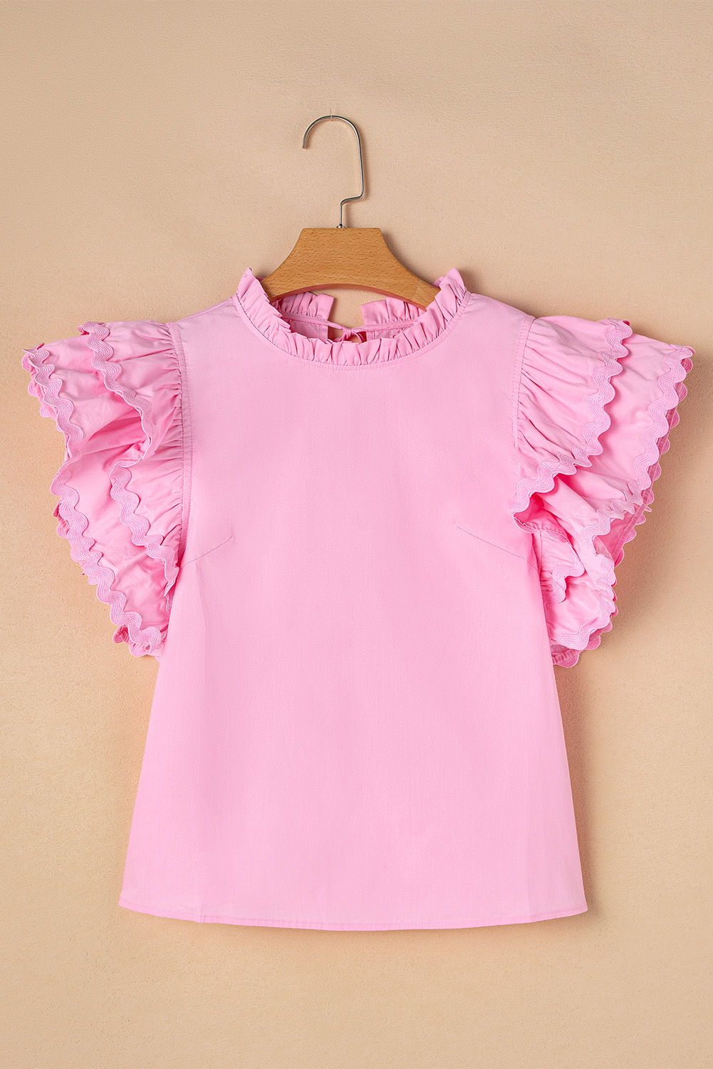 Bonbon Ricrac Ruffled Sleeve Frilled Collar Blouse - loveforevers