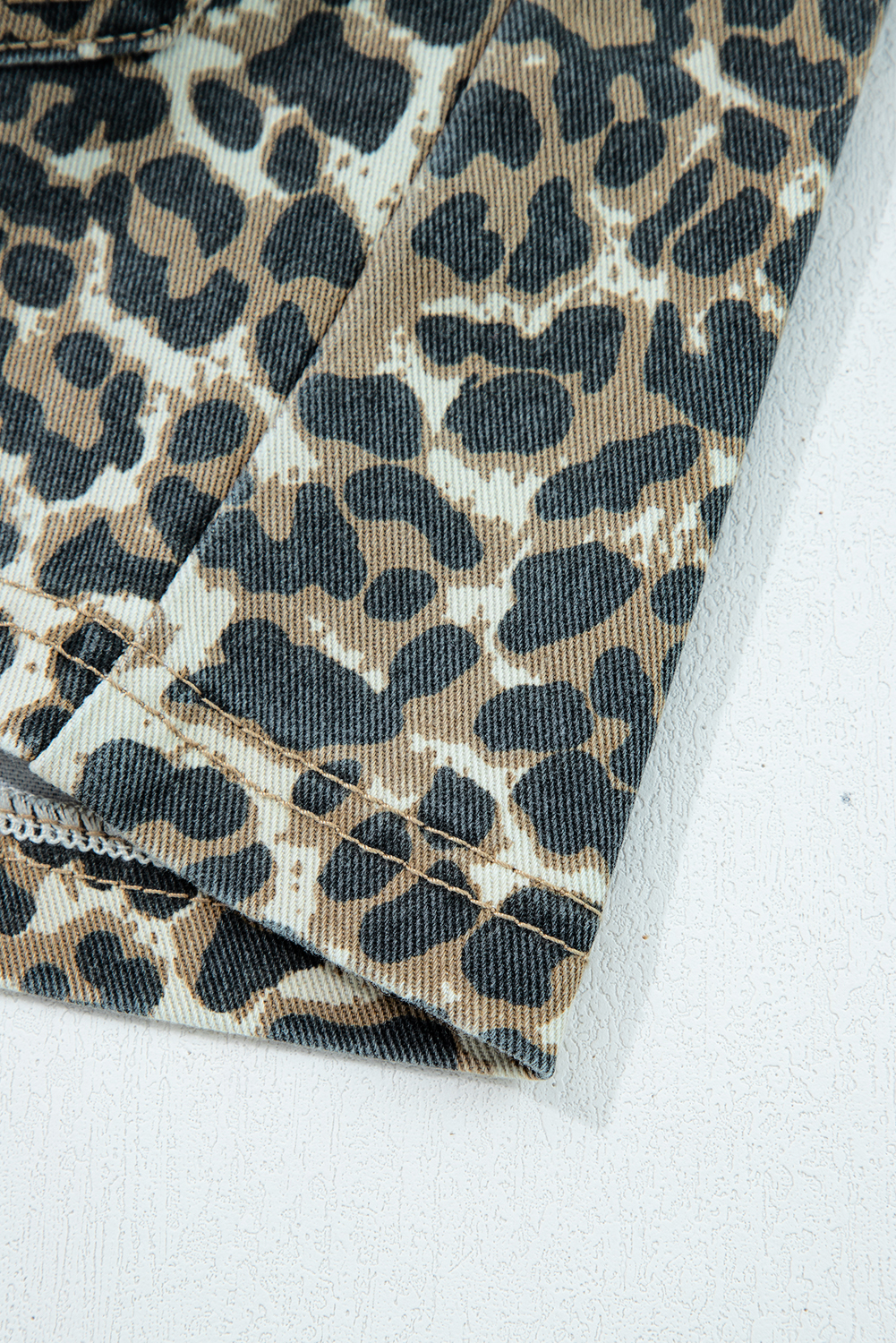 Gray Leopard Print Pocketed Loose Fit Denim Overall Dress - loveforevers