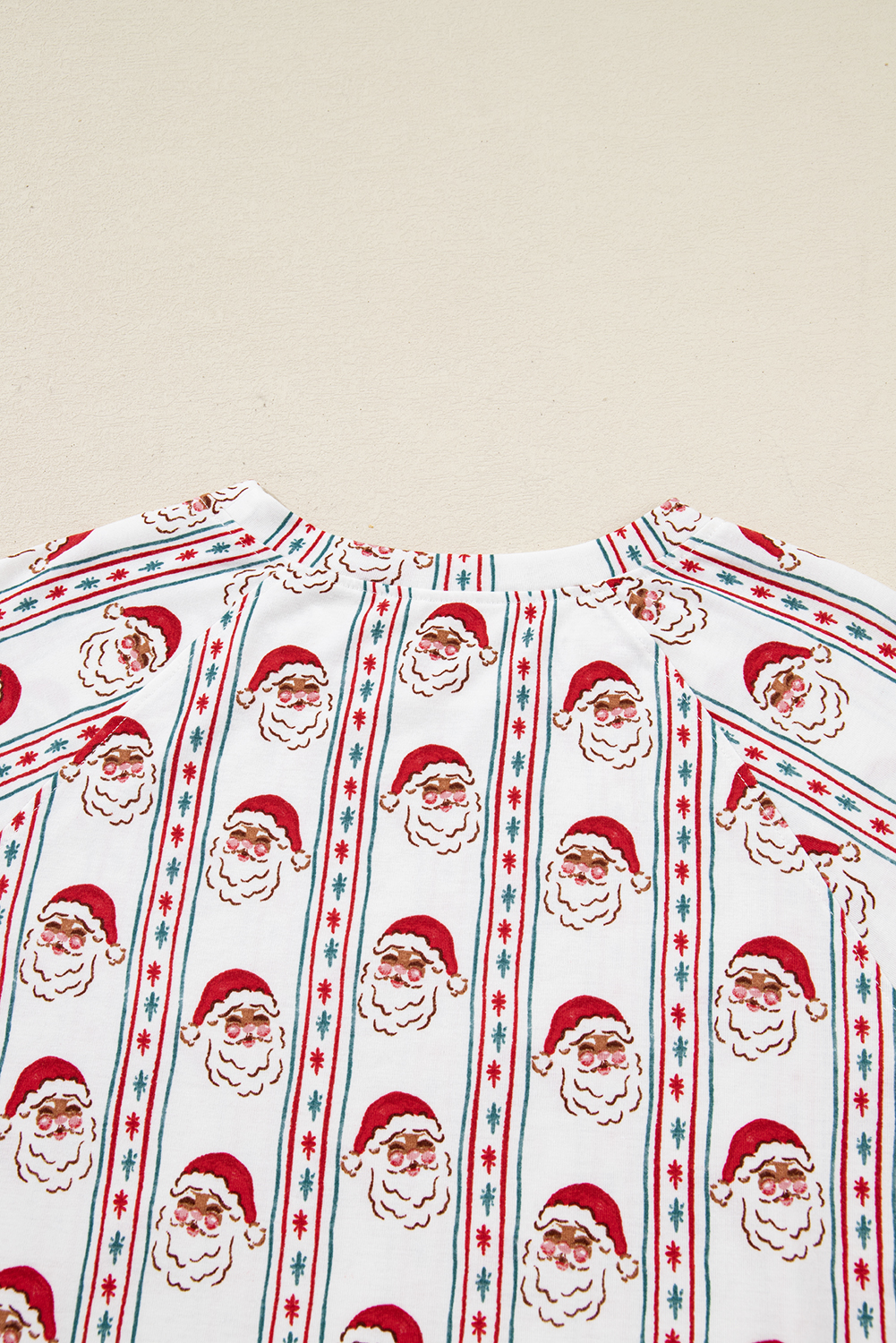 White Father Christmas Striped Print Contrast Drawstring Lounge Pant Set - loveforevers
